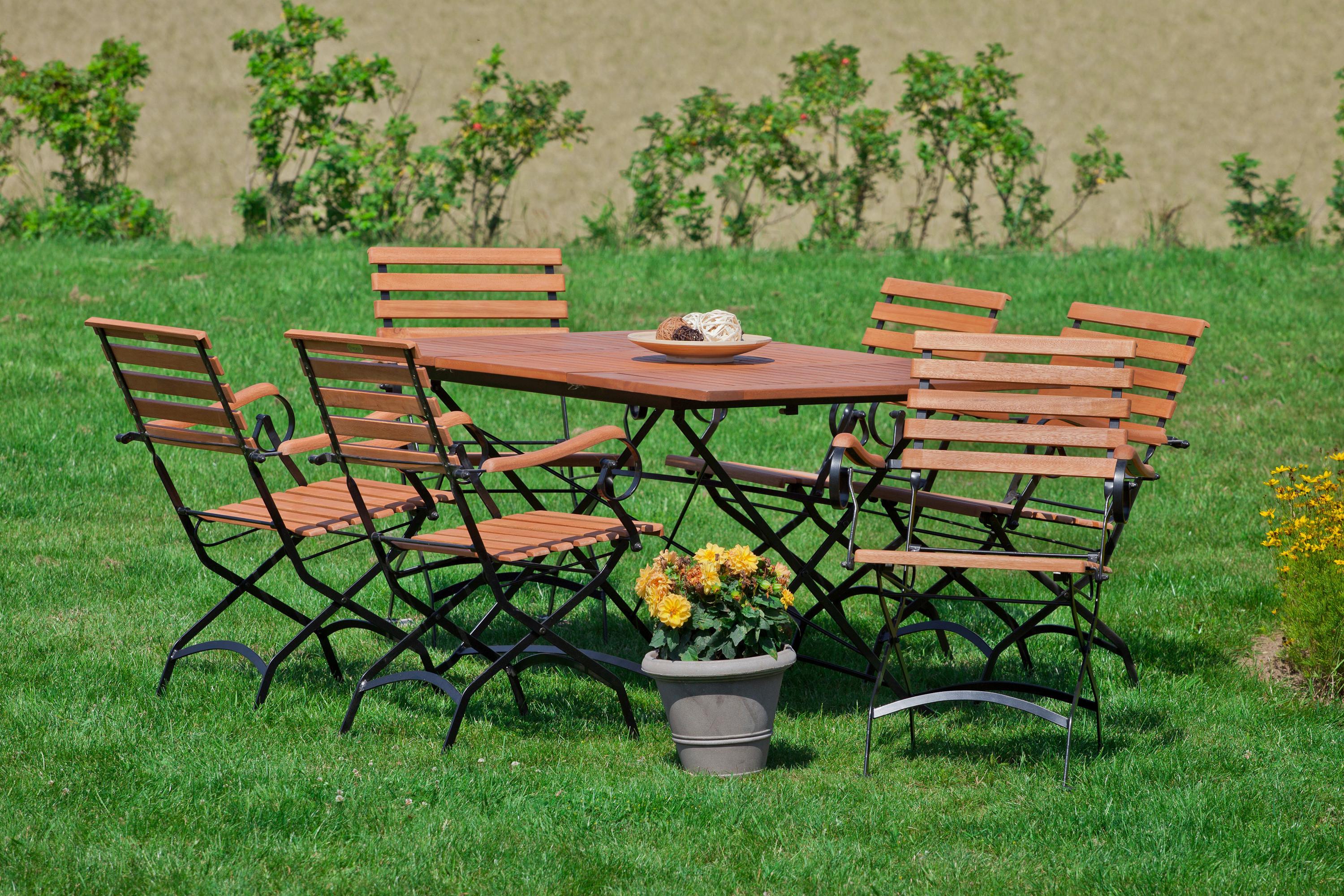 Vrtna Garnitura Schlossgarten, 7-Delno, Masivno - črna/naravne barve, Romantika, kovina/les - Ambia Garden