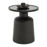 Kisasztal Jaro - fekete, Modern, üveg/fém (47/48cm) - Premium Living