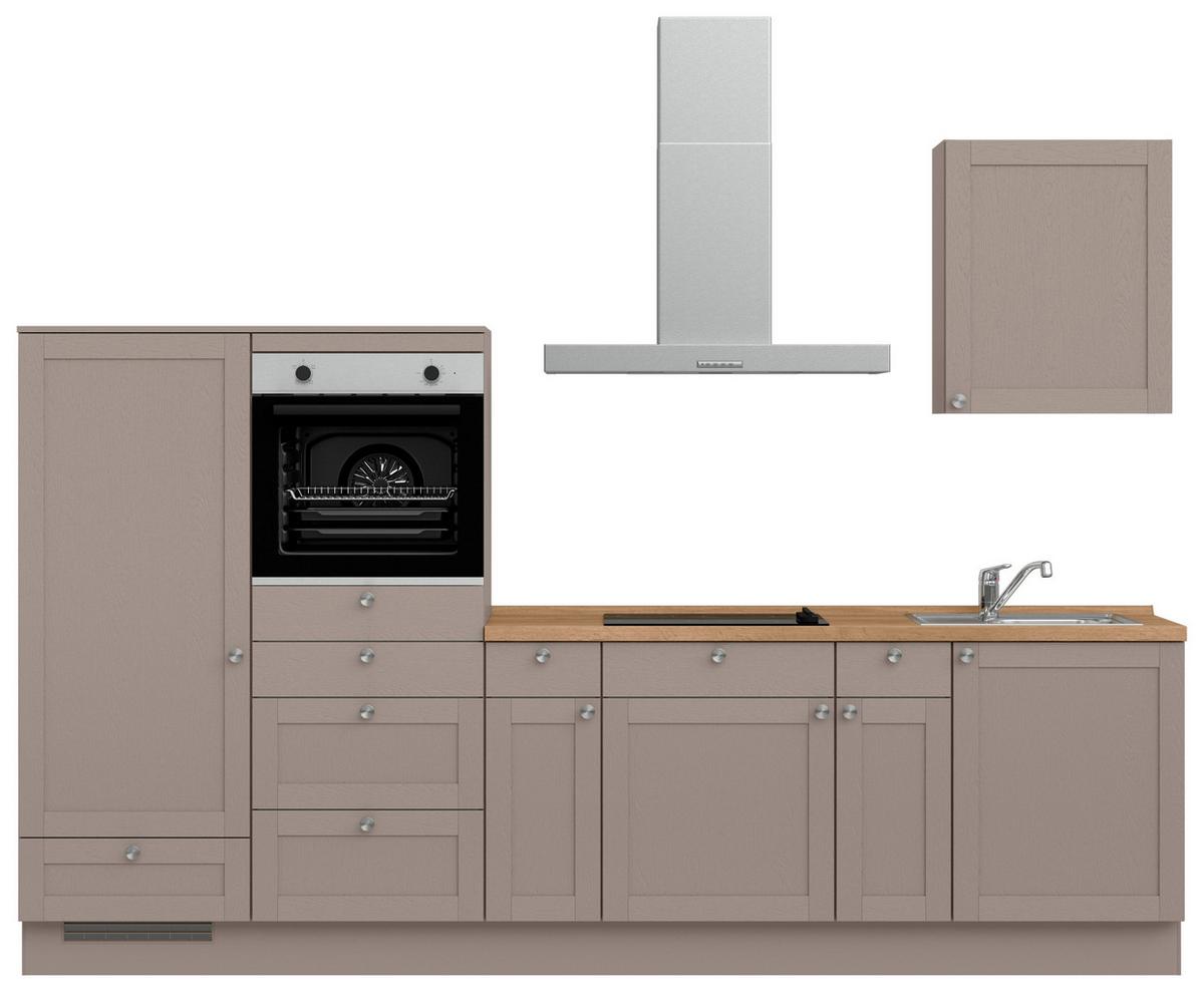 Küchenleerblock Frame Low o. Geräte Beigebraun - Edelstahlfarben/Eichefarben, MODERN, Holzwerkstoff/Metall (300cm) - Nobilia