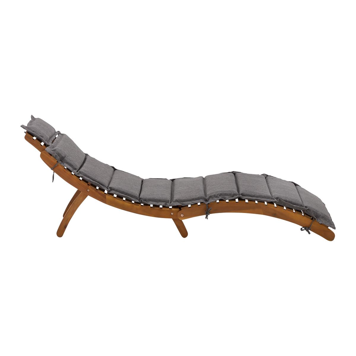 LEŻAK OGRODOWY BORA - szary, Modern, drewno/tkanina (180/54/62cm) - Bessagi Garden