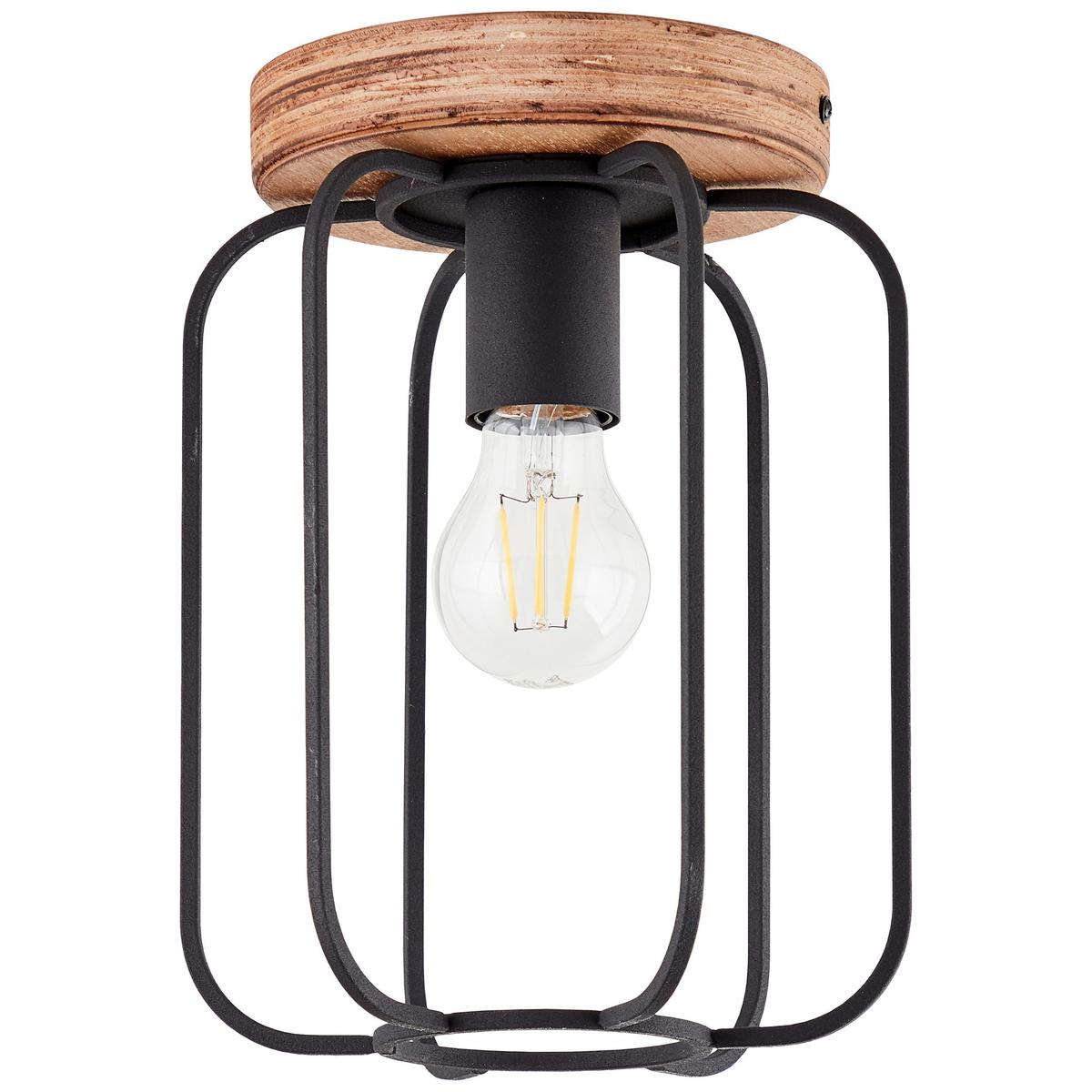 Deckenleuchte Tosh Braun/Schwarz max. 40 Watt - Schwarz/Braun, Design, Holz/Metall (20/27cm) - Brilliant