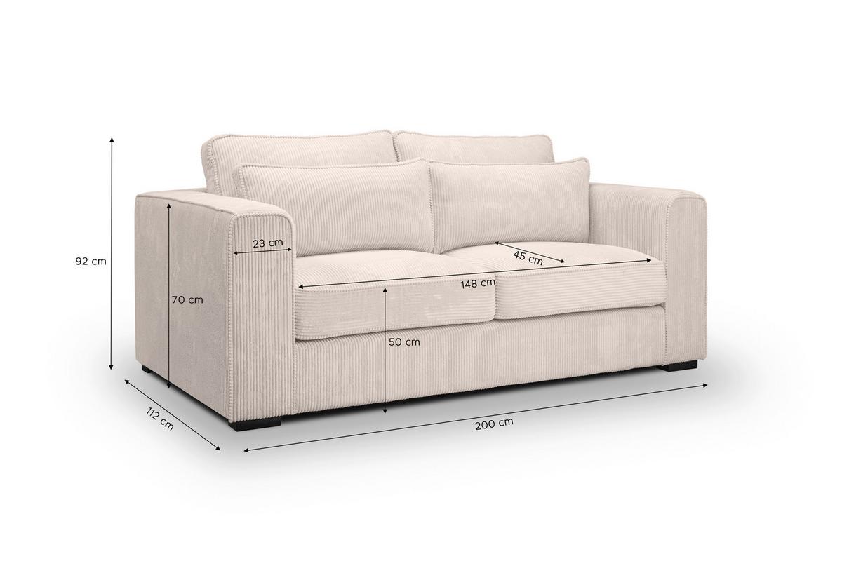 2,5-Sitzer-Sofa Almera Graubeige - Greige/Schwarz, Basics, Holz/Textil (200/92/112cm) - MID.YOU