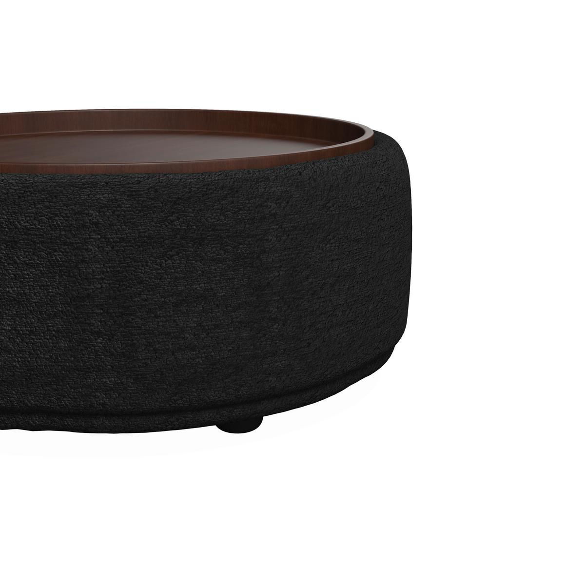 Couchtisch Kira Chenille Schwarz/Walnuss - Schwarz, MODERN, Holz/Textil (86/86/43cm) - Bessagi Home