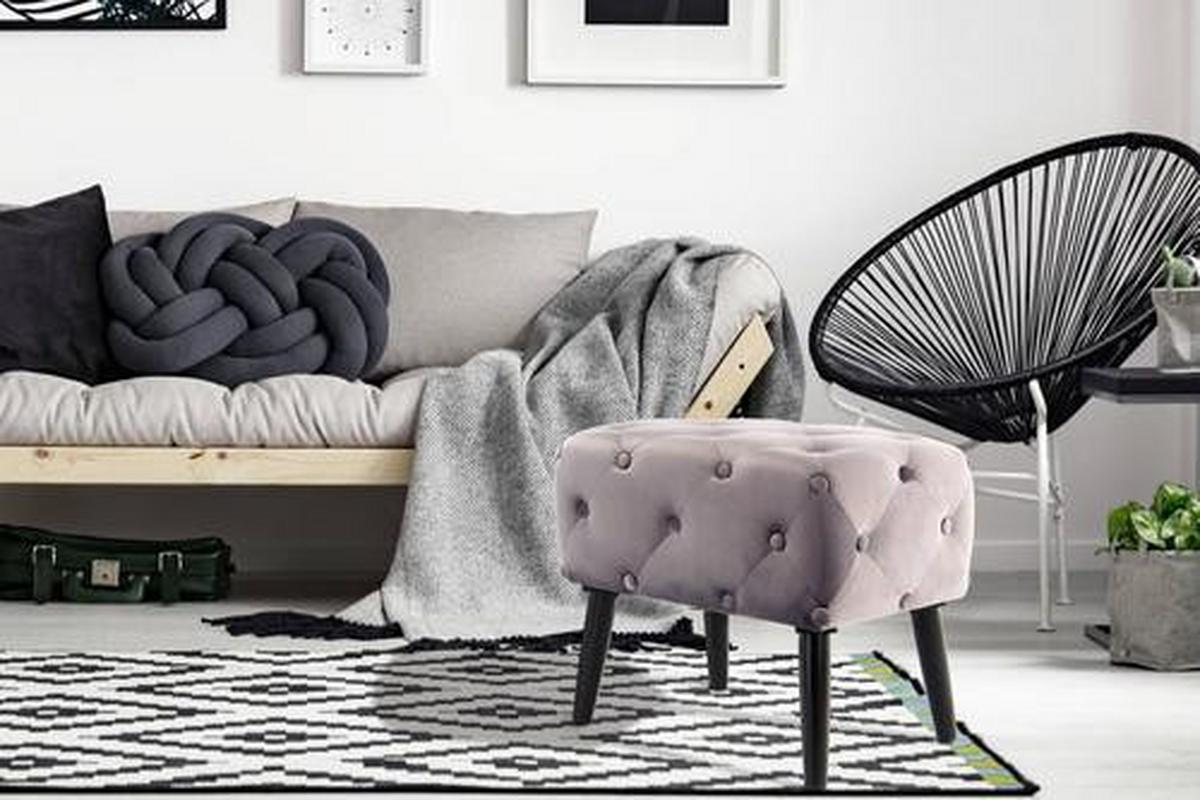 HOCKER A7QQP - Schwarz/Grau, Basics, Holzwerkstoff/Textil (40/48/60cm) - Kayoom