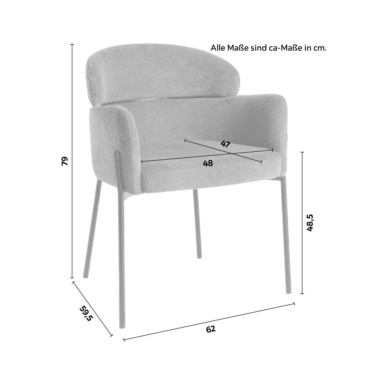 Armlehnstuhl Chloe Braun Webstoff Gepolstert - Schwarz/Braun, MODERN, Textil/Metall (62/79/59,5cm) - Bessagi Home