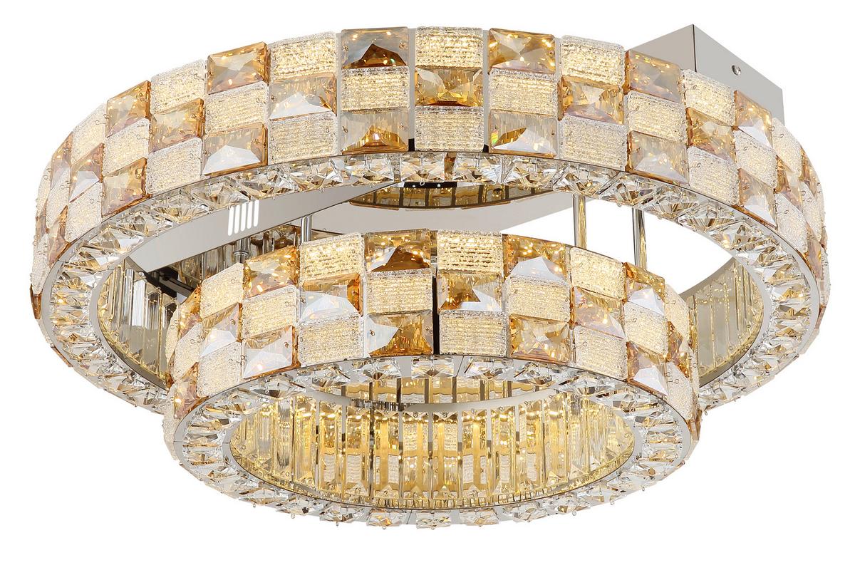 Led Stropna Svjetiljka Lidia - prozirno/boje kroma, Design, staklo/metal (61/24,5cm) - Globo