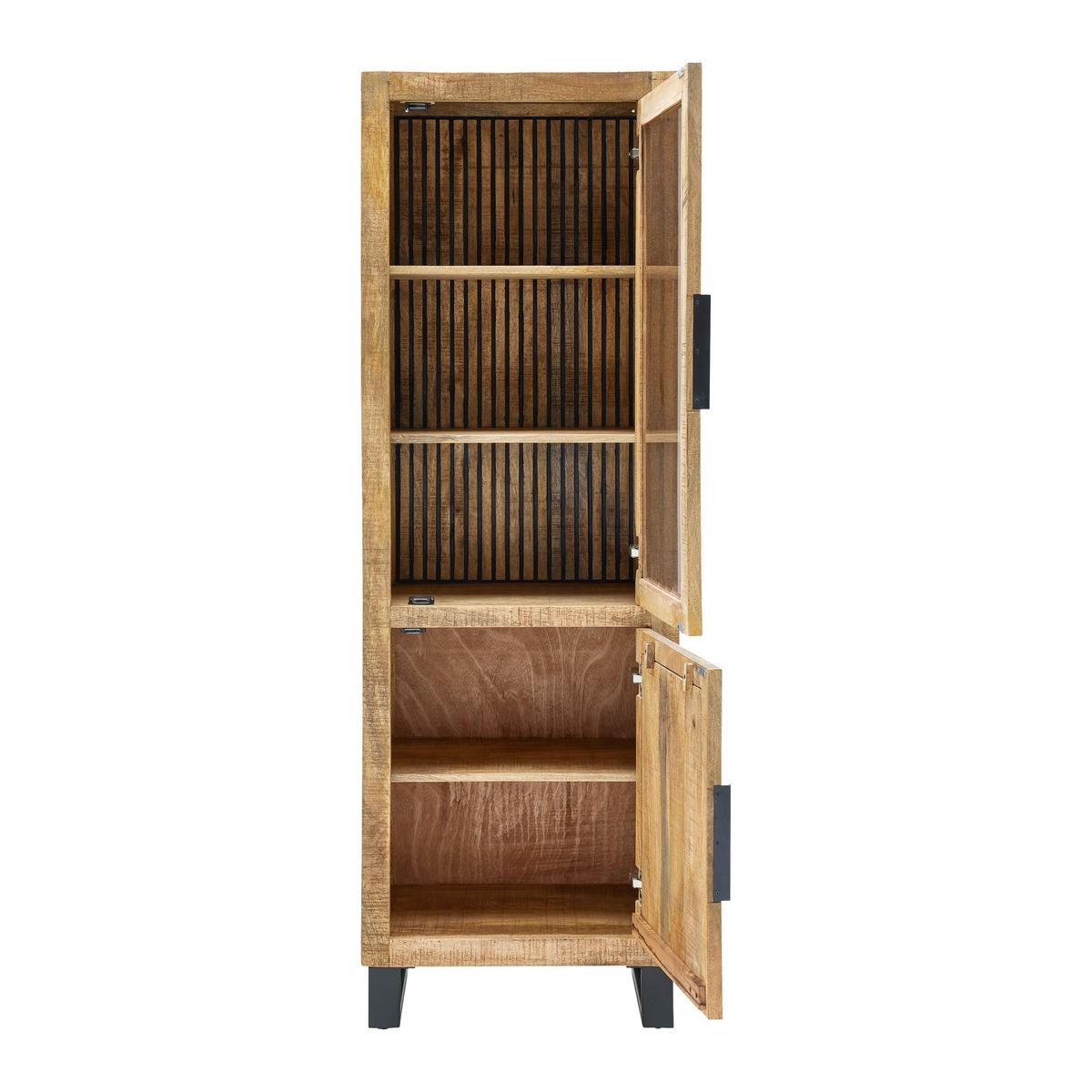Vitrine Everest in Naturfarben/Schwarz - Schwarz/Naturfarben, Natur, Glas/Holz (60/180/40cm) - Zandiara