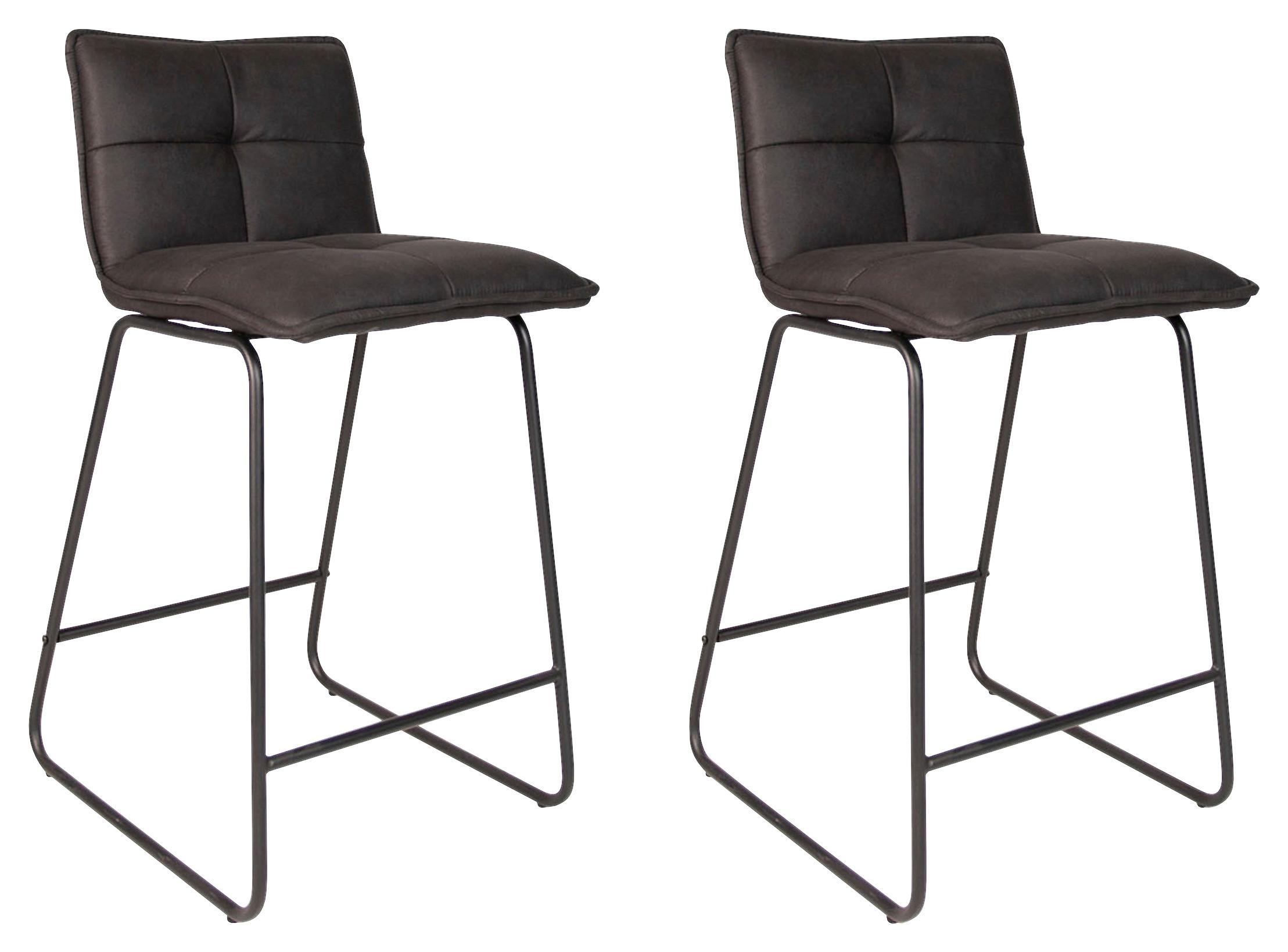 Barhocker-Set Jeremy 2er-Set ca. 44x87 cm Anthrazit - Anthrazit/Schwarz, KONVENTIONELL, Textil/Metall (44/87/50cm) - MID.YOU