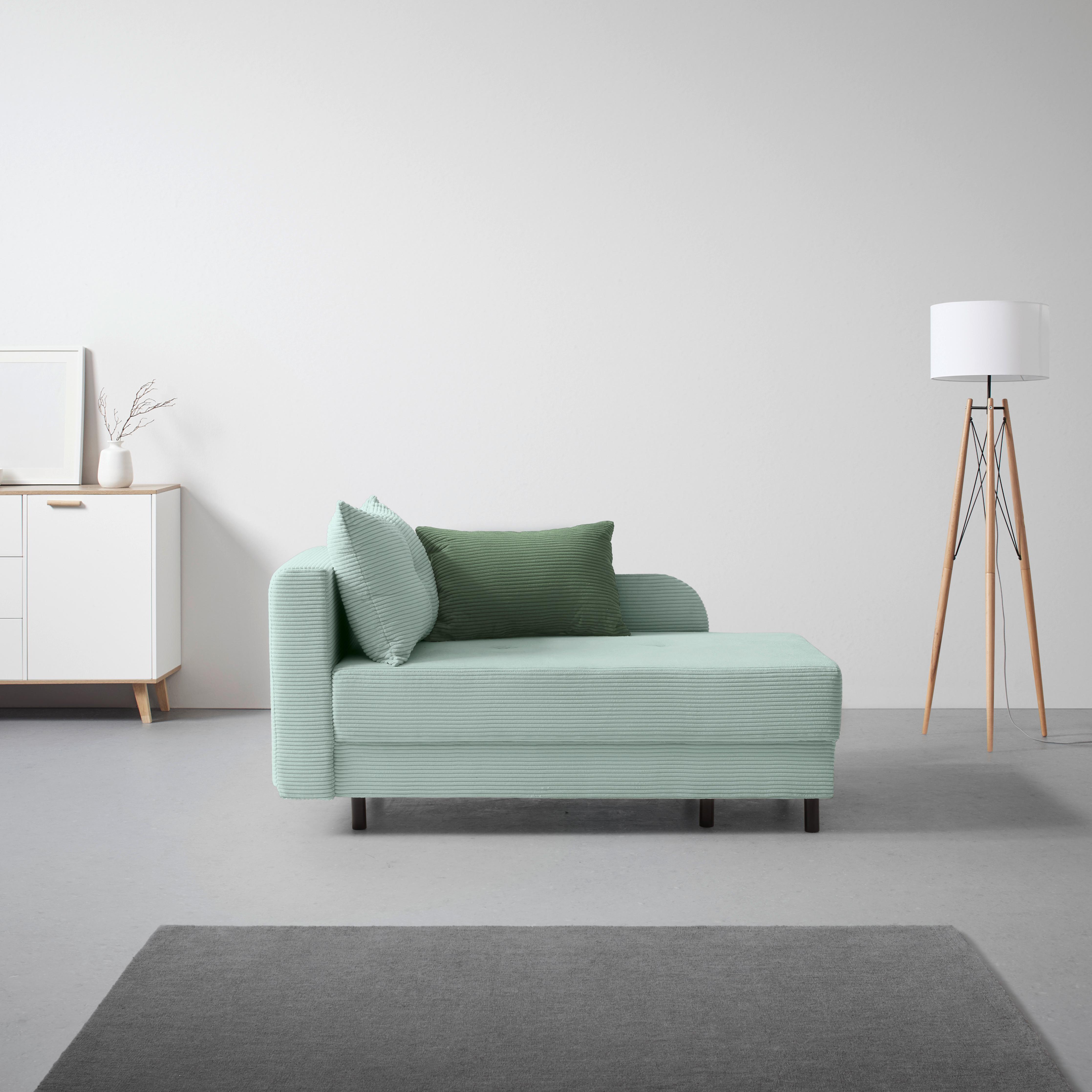 Liege Nova Salbeigrün - Salbeigrün/Schwarz, MODERN, Holz/Textil (85/62/145cm) - Mömax