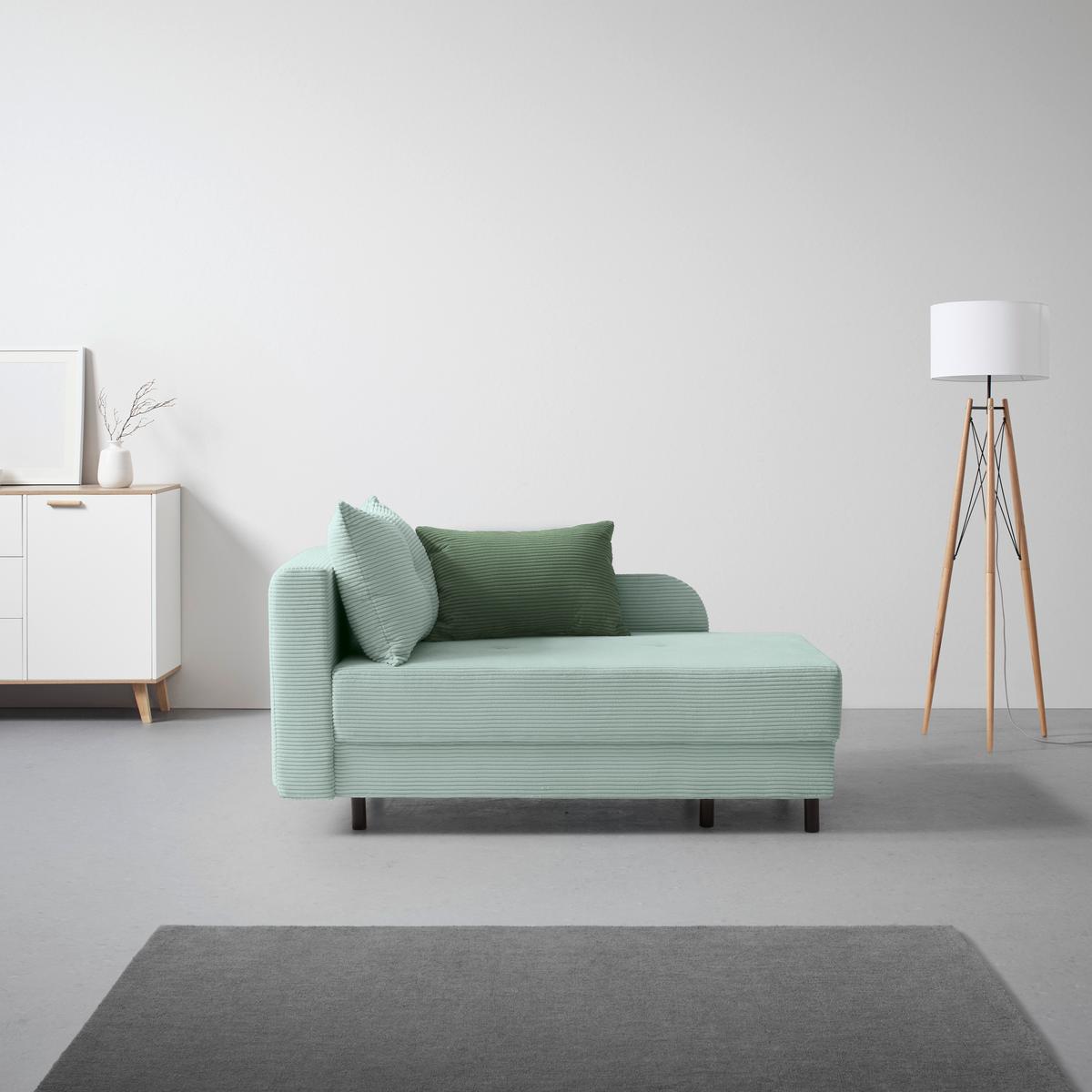 Liege Nova Salbeigrün - Salbeigrün/Schwarz, MODERN, Holz/Textil (85/62/145cm) - Mömax
