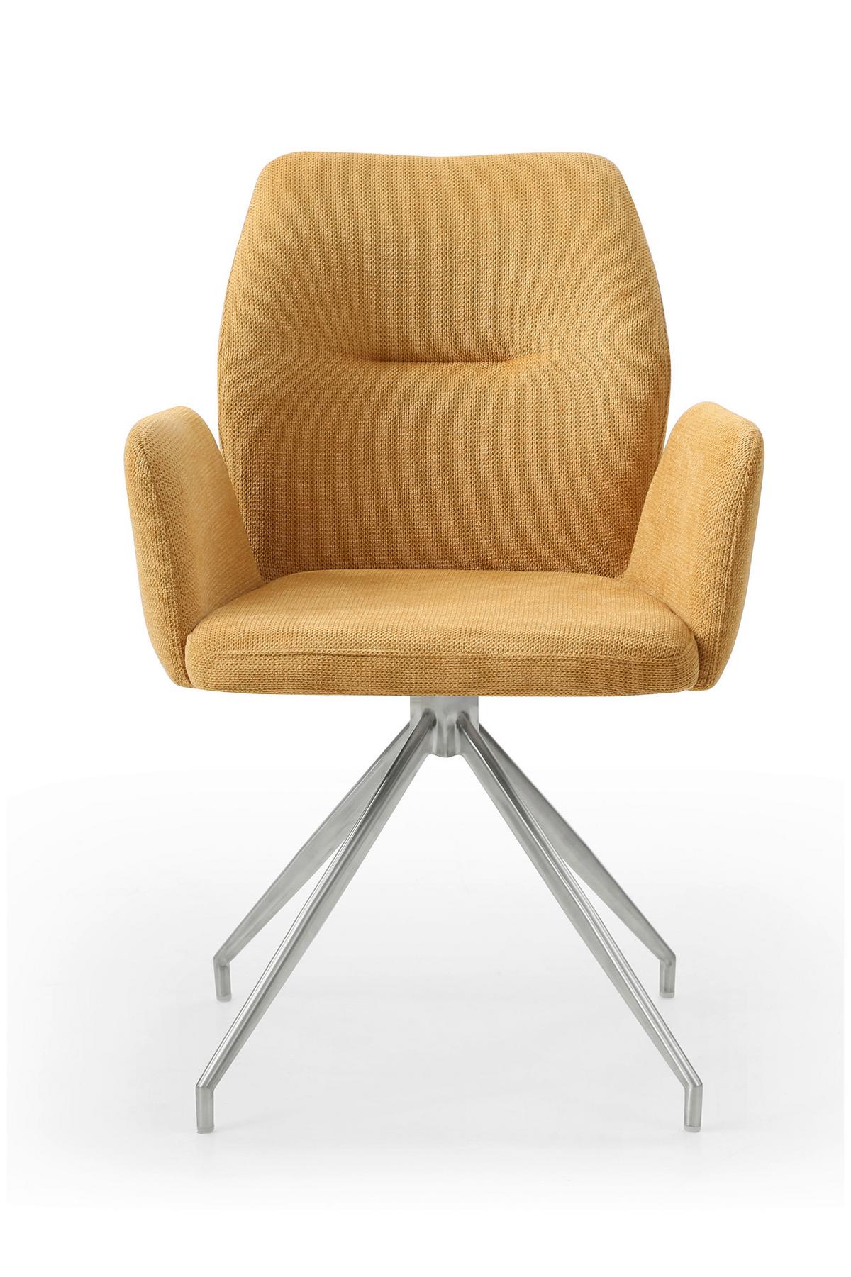 Naslanjač Sofija, Rumena, Vrtljiv - rumena/srebrne barve, Moderno, kovina/tekstil (60/89/62cm) - Livetastic