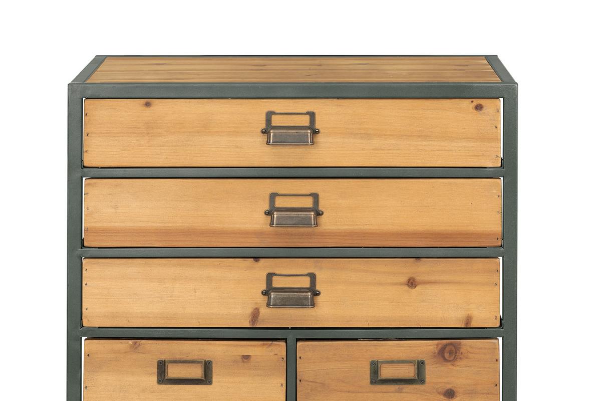 KOMODA TOM - kolor naturalny/kolor mosiężny, Konventionell, metal/drewno (50/120/38cm) - Livetastic