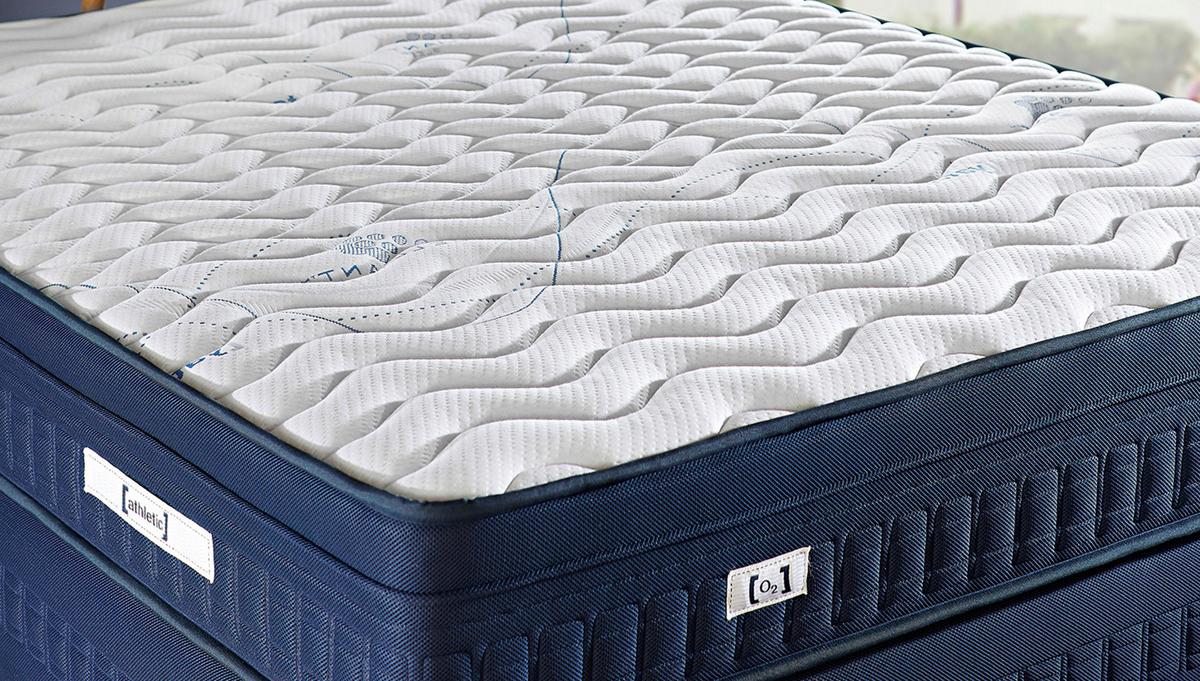 Taschenfederkernmatratze Athletic H3 ca.90x200cm - Weiß/Dunkelblau, Basics, Textil (90/200cm) - Yatas