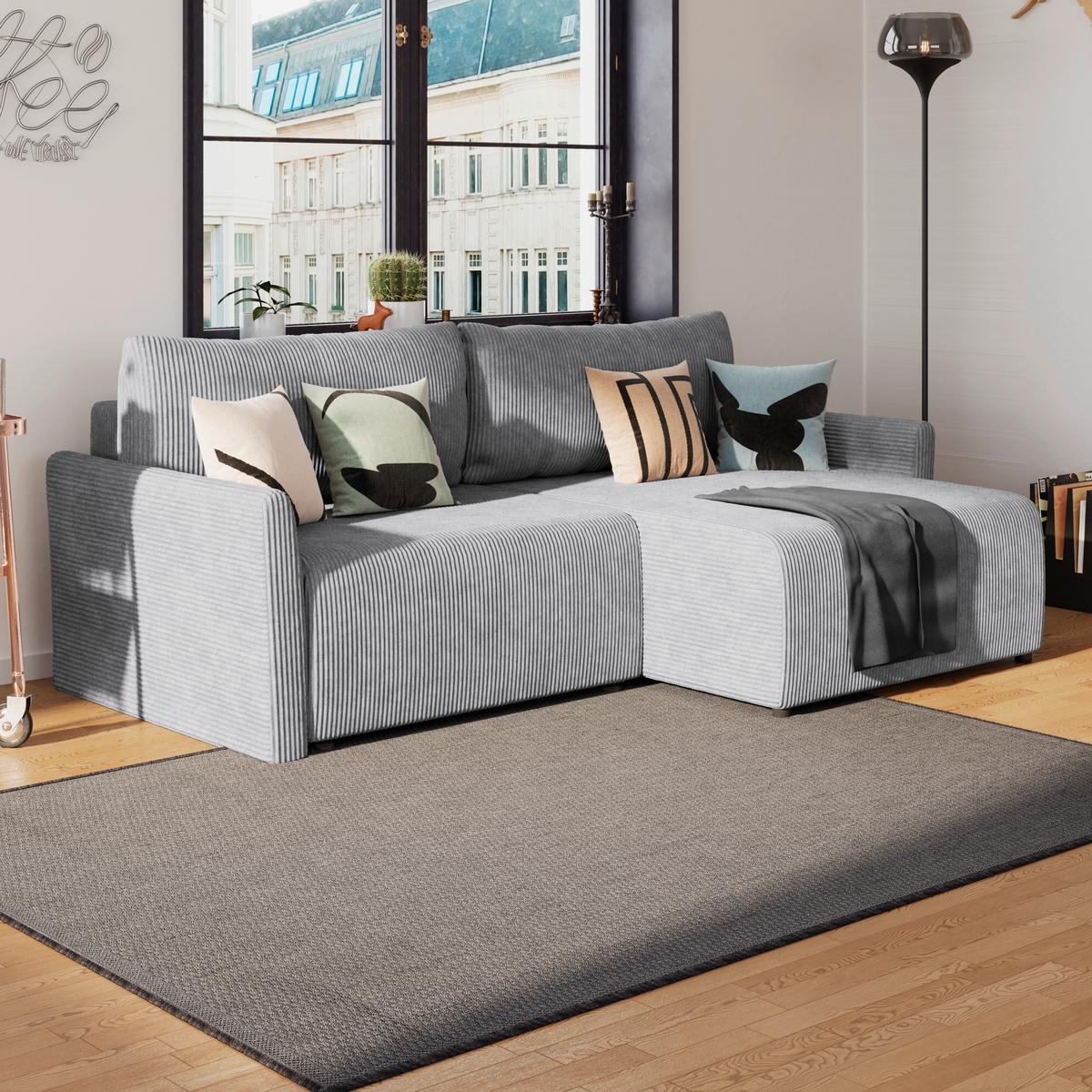 Kutna Garnitura Sonos - srebrne boje/crna, Moderno, tekstil (228/146cm) - Modern Living