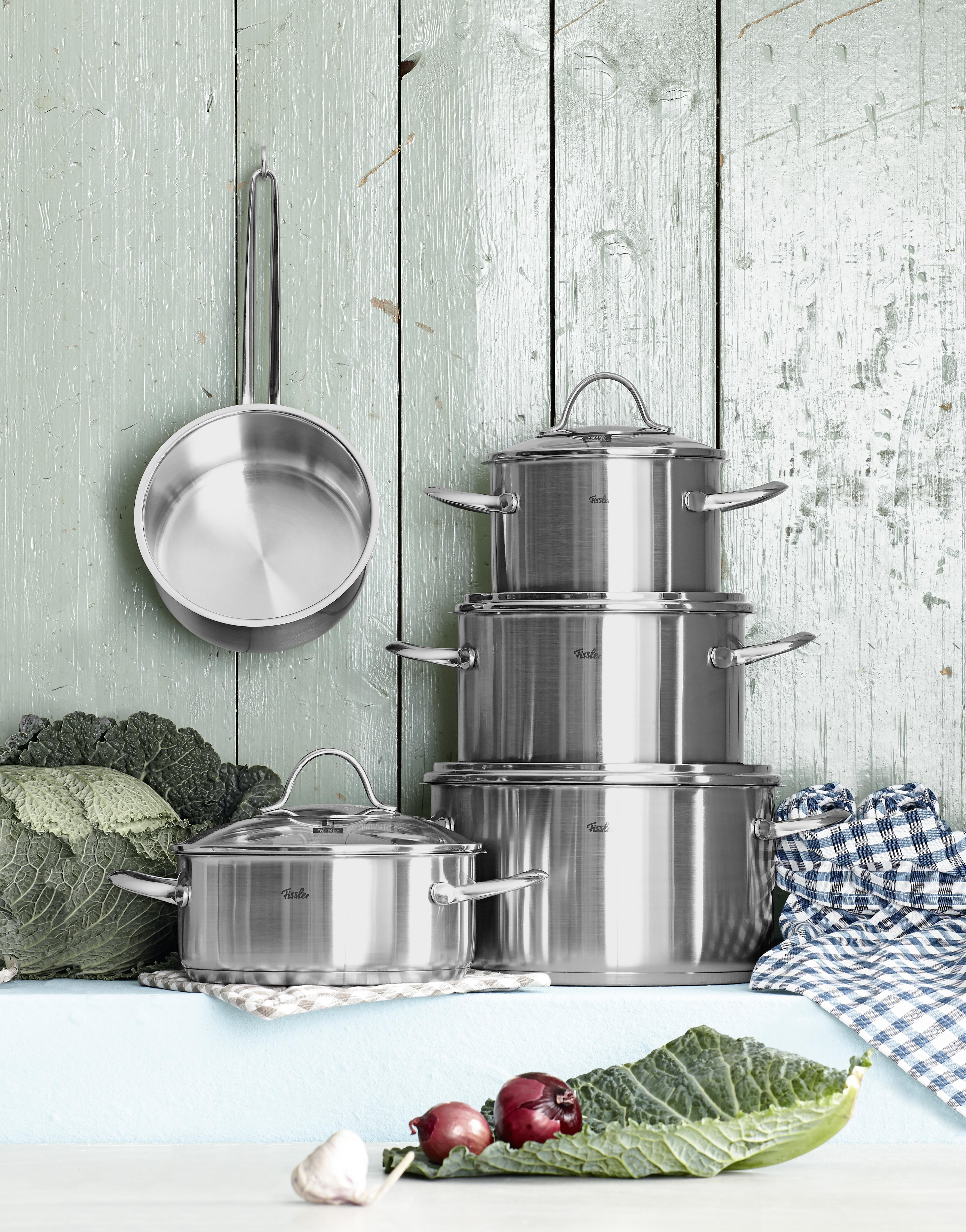 ZESTAW GARNKÓW 00211405000 FISSLER - kolor srebrny/przejrzysty, Basics, metal/szkło - Fissler