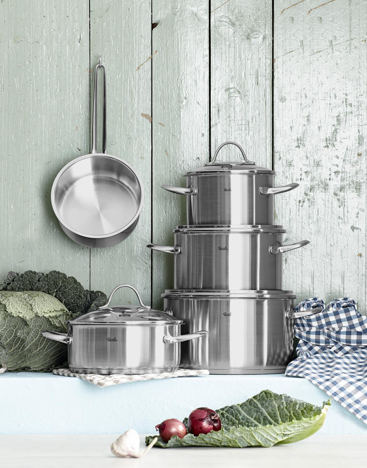 ZESTAW GARNKÓW 00211405000 FISSLER - kolor srebrny/przejrzysty, Basics, metal/szkło - Fissler