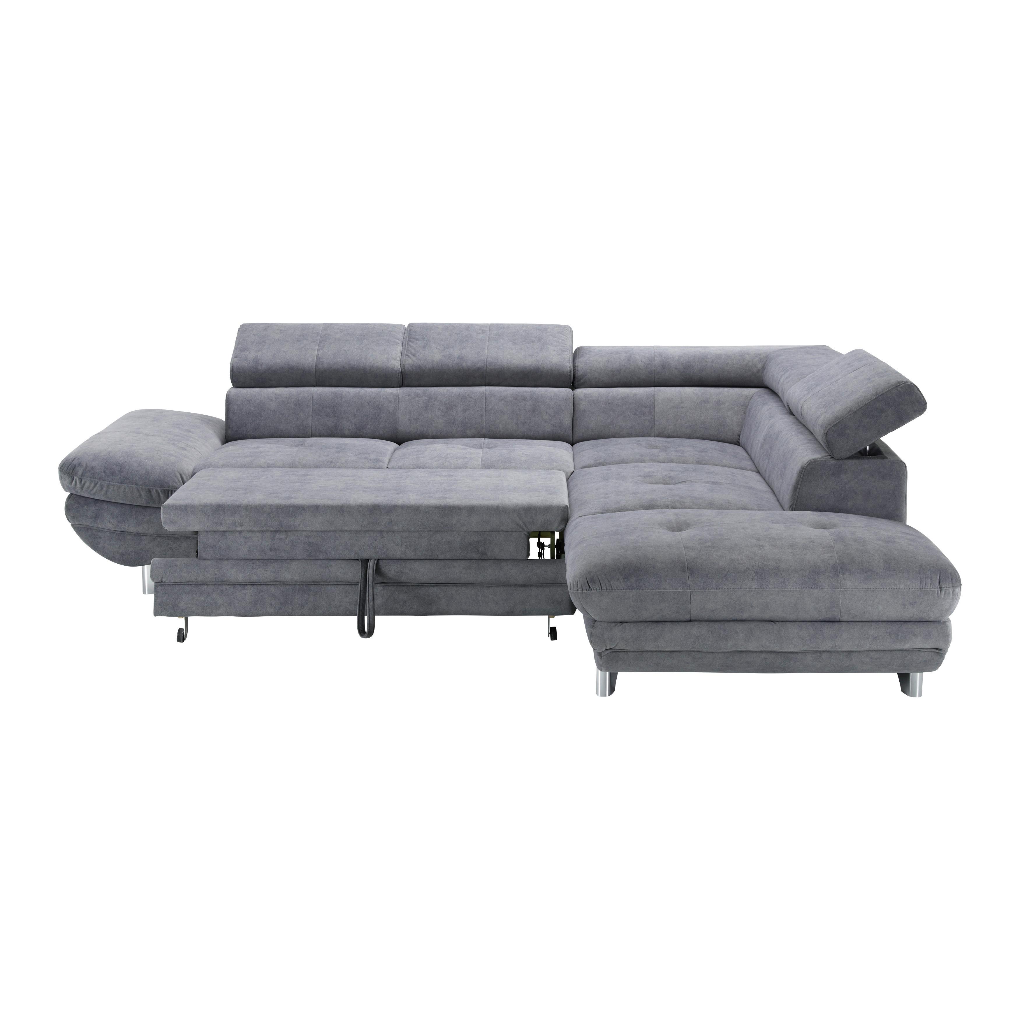 Sjedeća Garnitura Enterprise - siva, Modern, tekstil/metal (277/75/104-238cm) - Bessagi Home