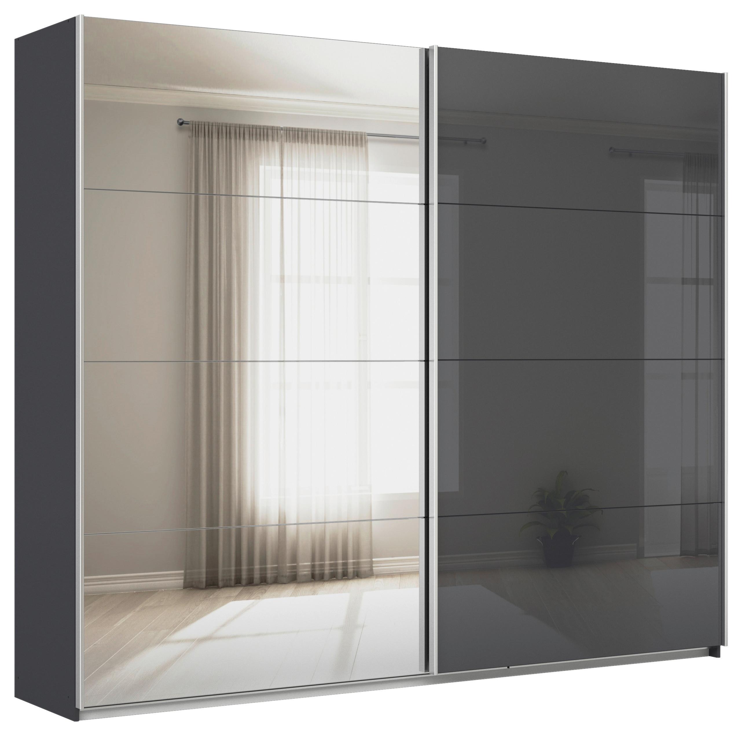 Ormar S Kliznim Vratima Feldkirch - srebrne boje/antracit visoki sjaj, Moderno, staklo/drvni materijal (271/229/62cm)