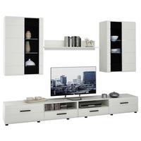 Regal Za Dnevni Boravak Kiel - bijela/bijela visoki sjaj, staklo/drvni materijal (270/190/42cm) - Modern Living