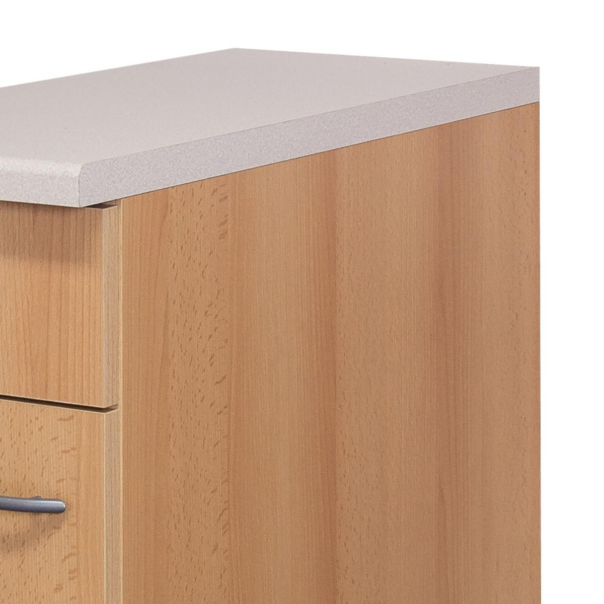 Küchenunterschrank "Nano" , Buche - Edelstahlfarben/Beige, MODERN, Holzwerkstoff/Kunststoff (30/85/57cm) - FlexWell