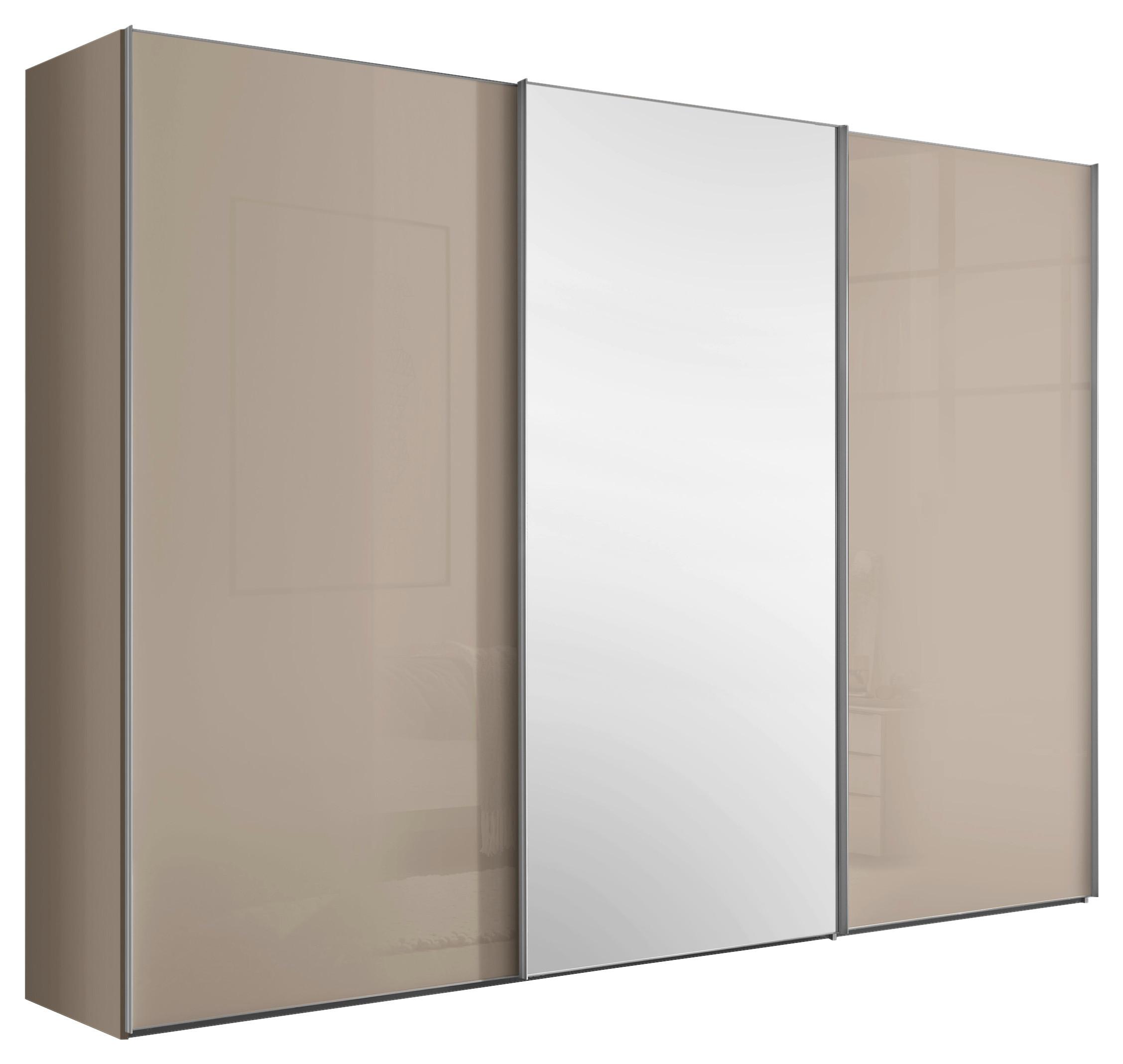 Schwebetürenschrank Lumos Sandfarben - Sandfarben/Alufarben, KONVENTIONELL, Glas/Holzwerkstoff (249/222/68cm) - Based