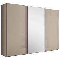 Schwebetürenschrank Lumos Sandfarben - Sandfarben/Alufarben, KONVENTIONELL, Glas/Holzwerkstoff (249/222/68cm) - Based