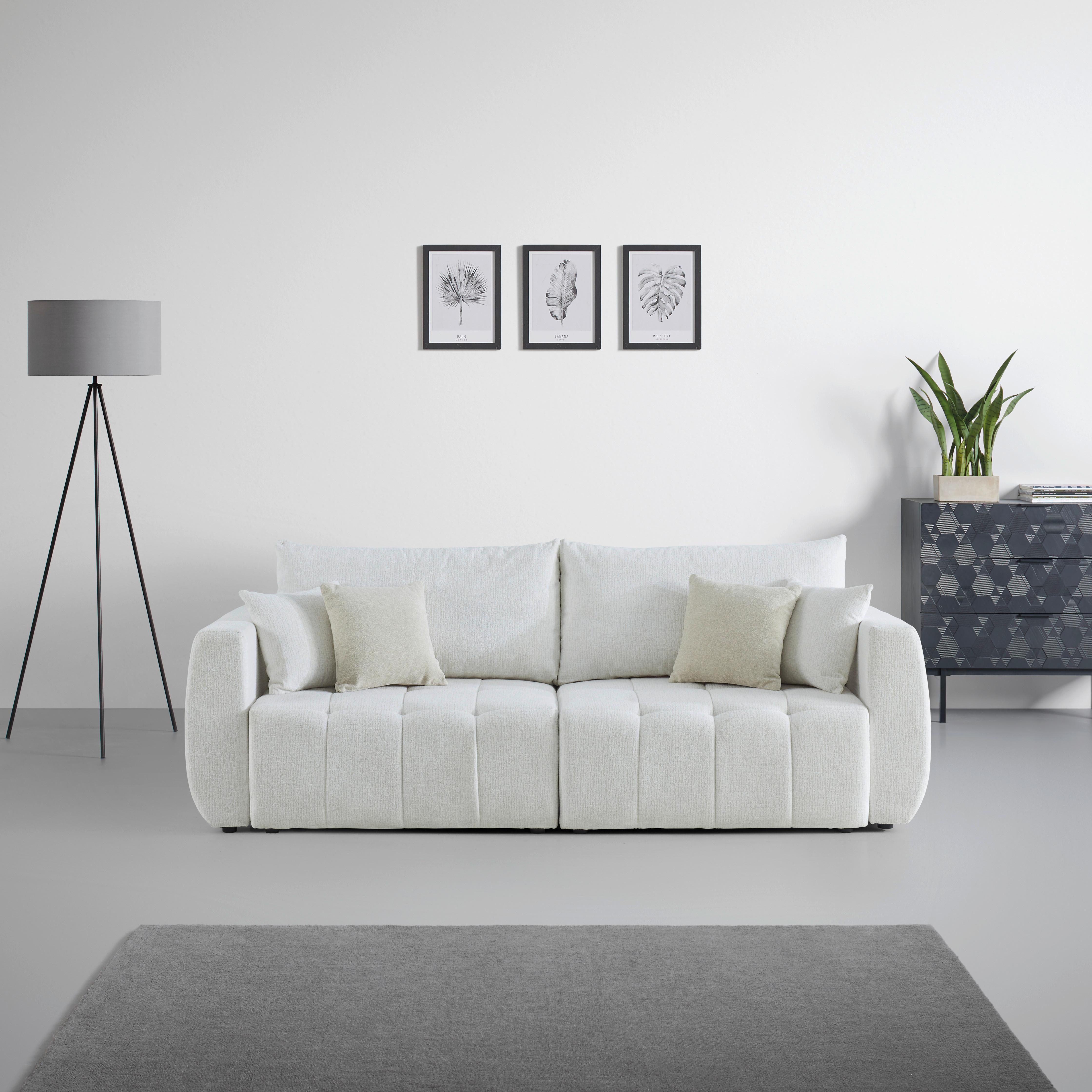 Schlafsofa Bologna Creme - Beige/Creme, Holz/Textil (245/74-90/104cm) - Mömax