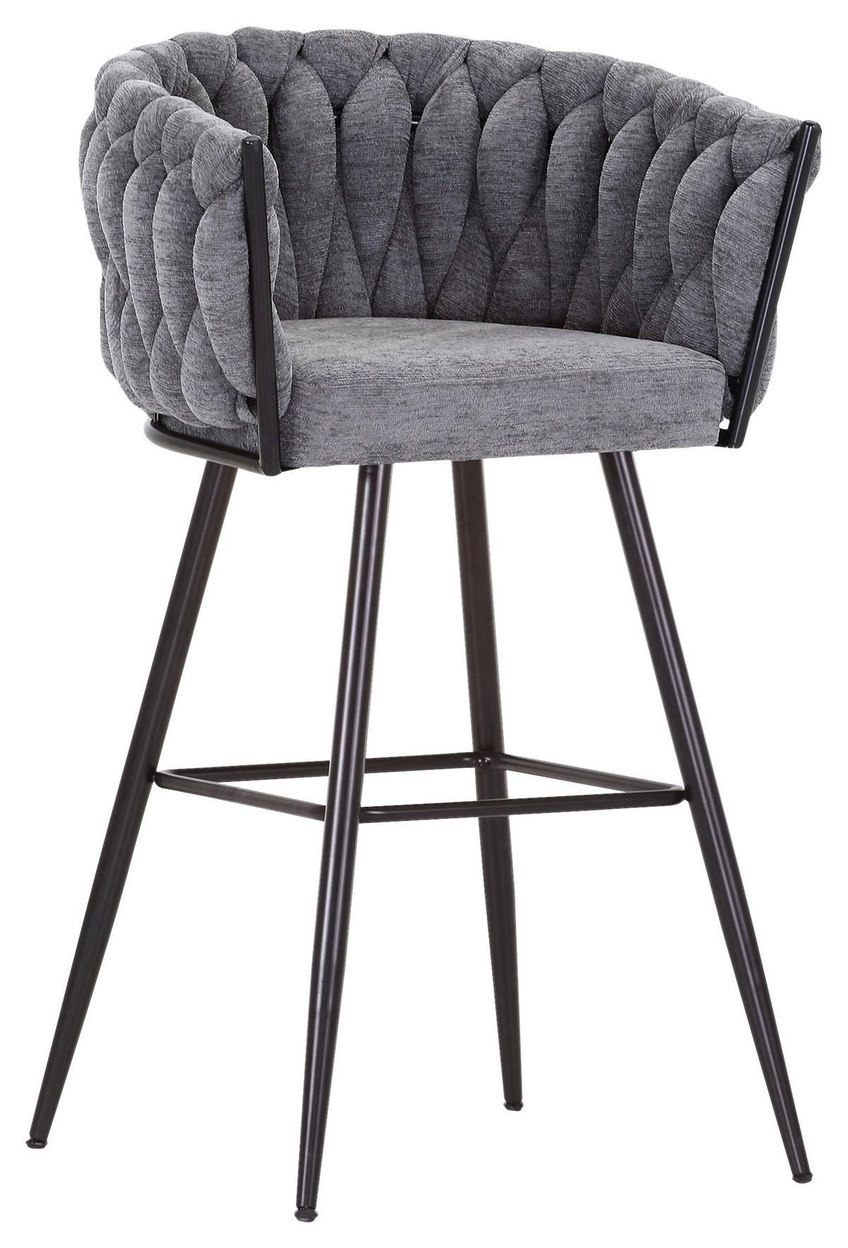 STOŁEK BAROWY WEAVY - czarny/szary, Design, metal/tkanina (57/110/61cm) - Landscape