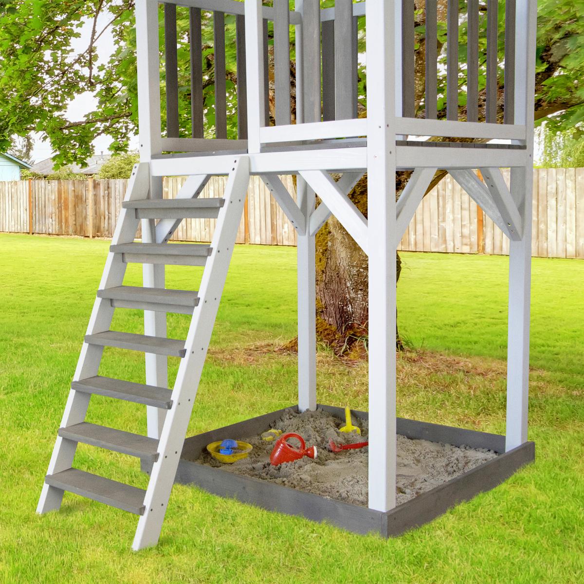 Spielhaus Beach Tower aus Zedernholz - Blau/Weiß, Basics, Holz (519/241.9/349cm) - Ambia Garden