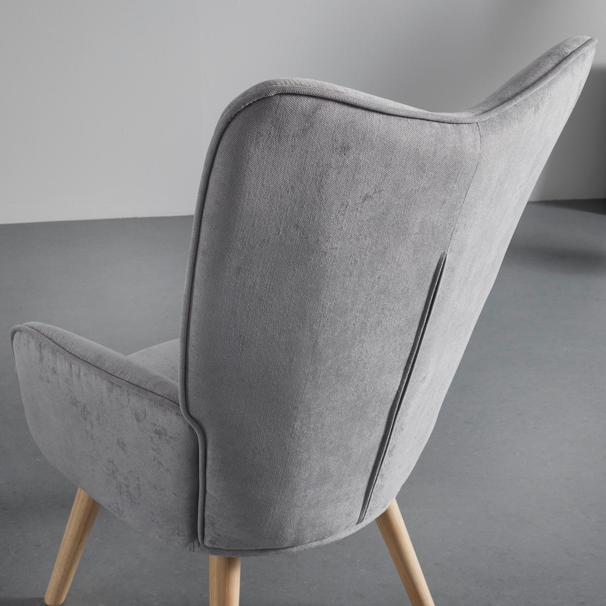 FOTEL RELAKSACYJNY NATALIE - kolor naturalny/jasnoszary, Modern, metal/drewno (64/99/68cm) - Bessagi Home