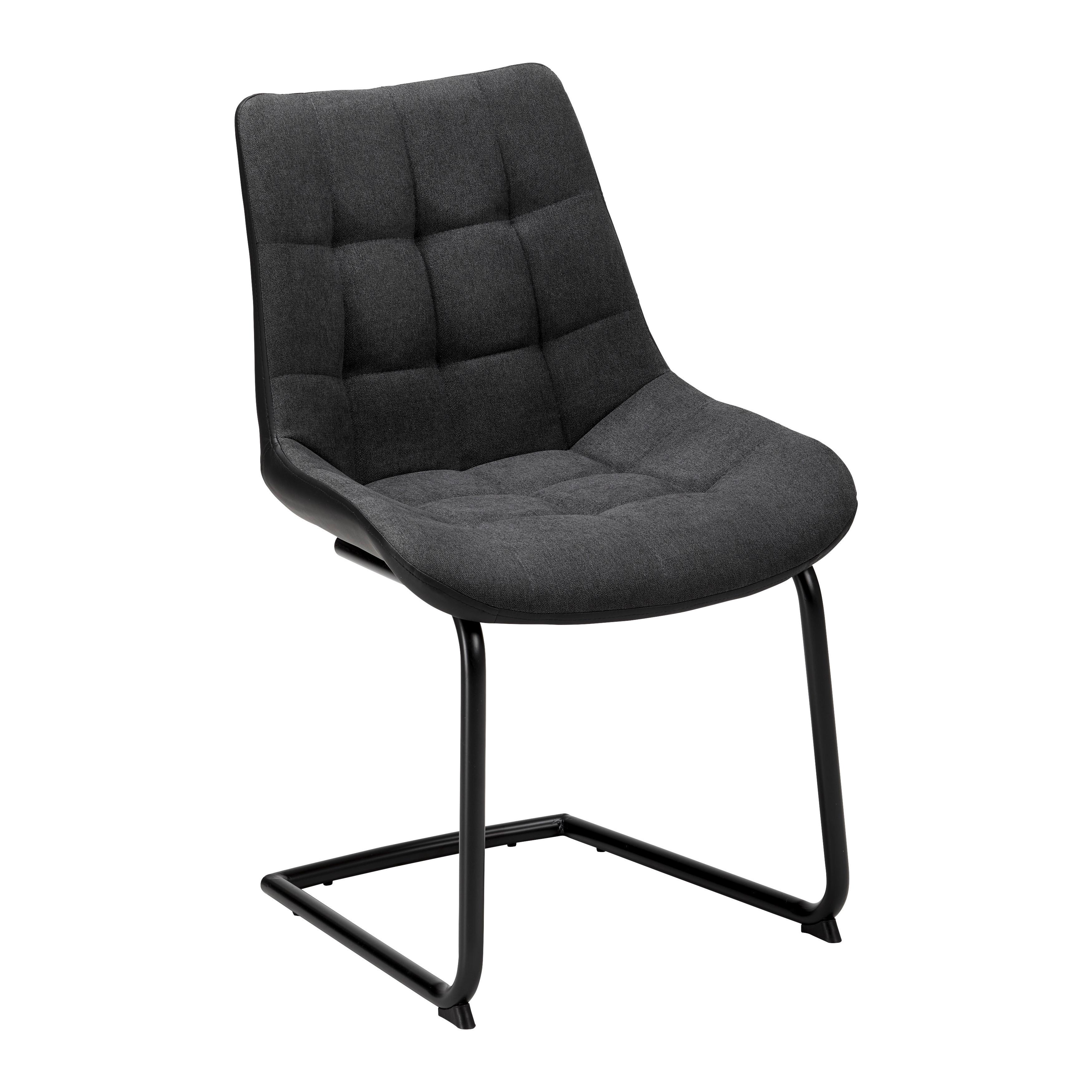 Schwingstuhl Marilea Grau Lederlook/Webstoff Gepolstert - Dunkelgrau/Schwarz, MODERN, Holz/Textil (53/86/61cm) - Bessagi Home