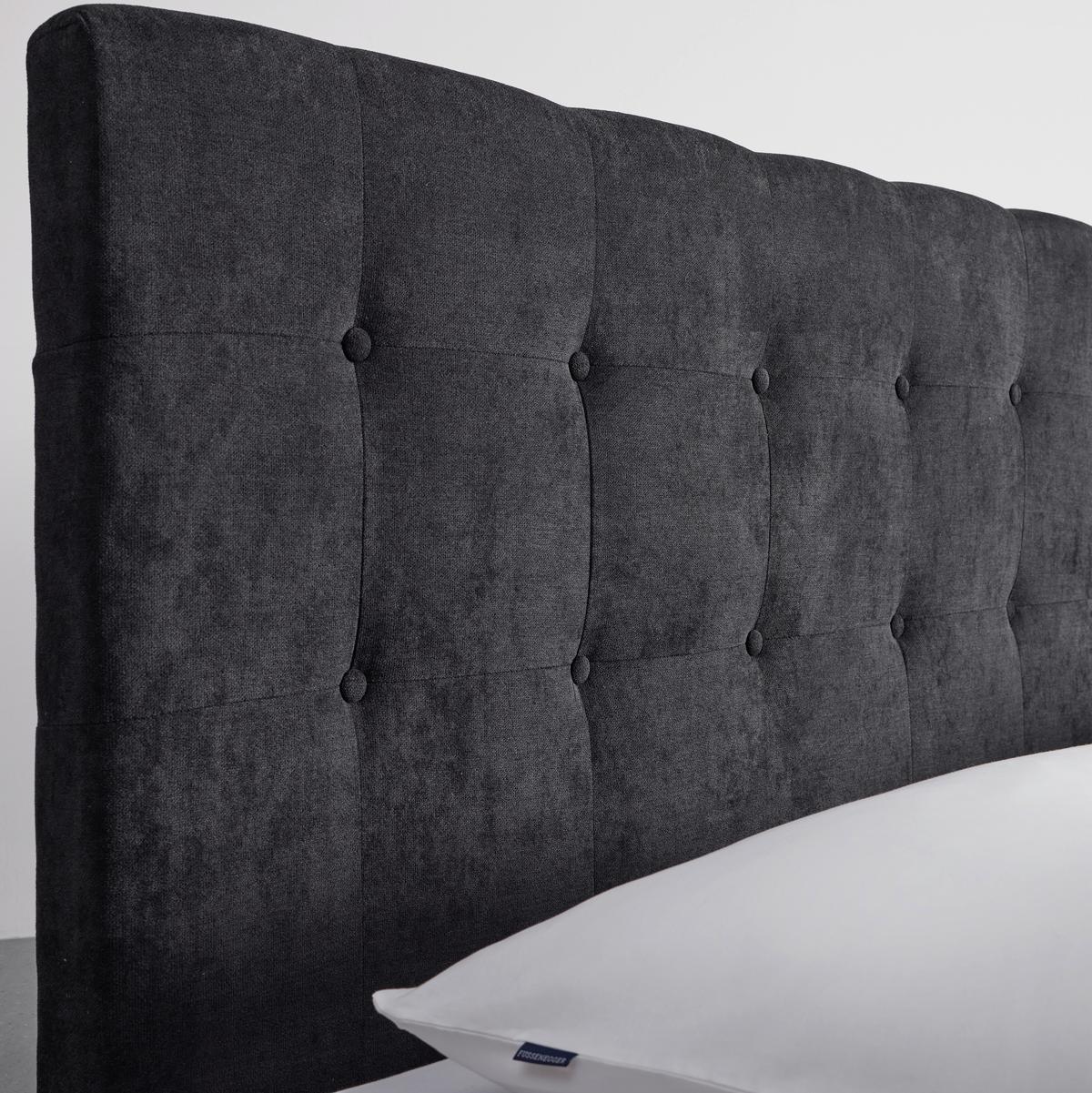 ŁÓŻKO TAPICEROWANE RONJA - kolor naturalny/czarny, Modern, metal/drewno (180/200cm) - Bessagi Home