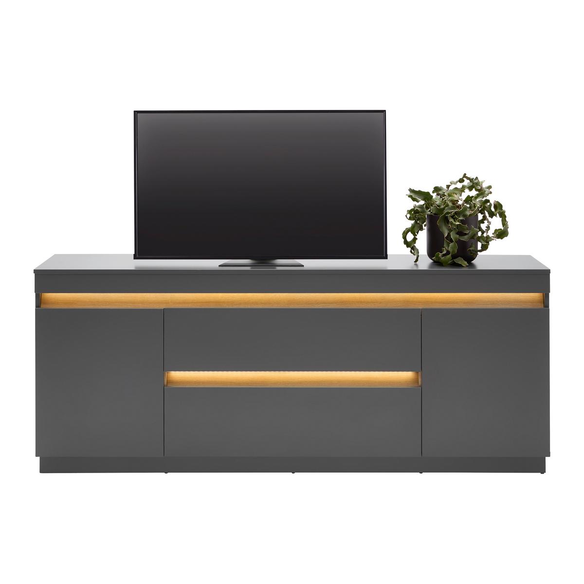 TV-Element Samu Anthrazit/Eichefarben - Eichefarben/Anthrazit, MODERN, Holzwerkstoff/Kunststoff (180/74/40cm) - Mömax