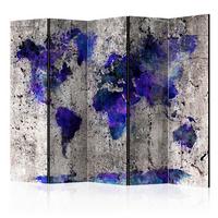 Paravan Inked World Map, 5-Delni, Dvostranski - vijolična/bež, Basics, tekstil/les (225/172/3cm) - artgeist