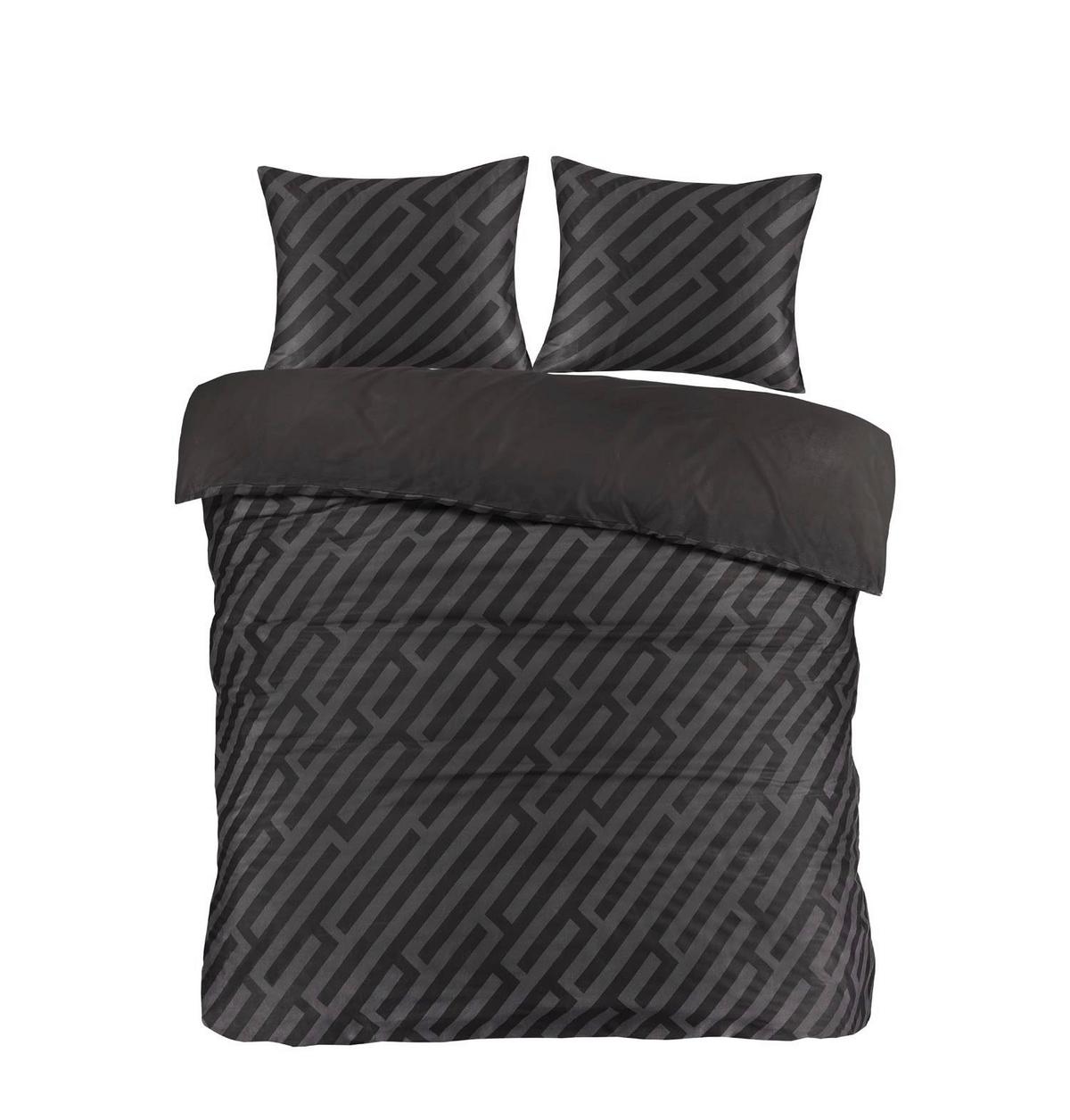 Posteljina Noir 140x200/60x80cm - tamno siva/crna, tekstil (140/200cm) - Mömax