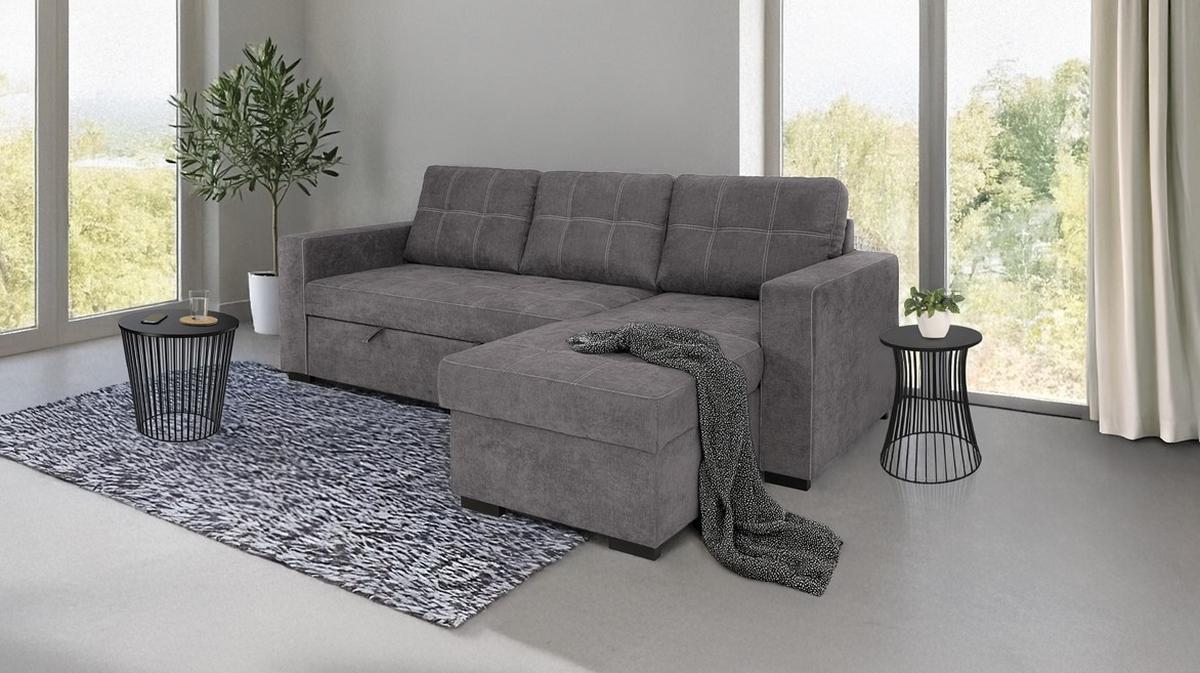Canapea modulară TURIN - gri închis, Design, plastic/lemn (239/87/160cm) - Modern Living