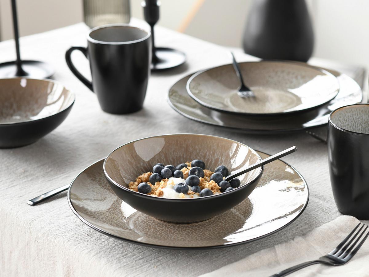 Kombinirani Servis Malmö, 16-Delni - črna/bež, Basics, keramika - Creatable