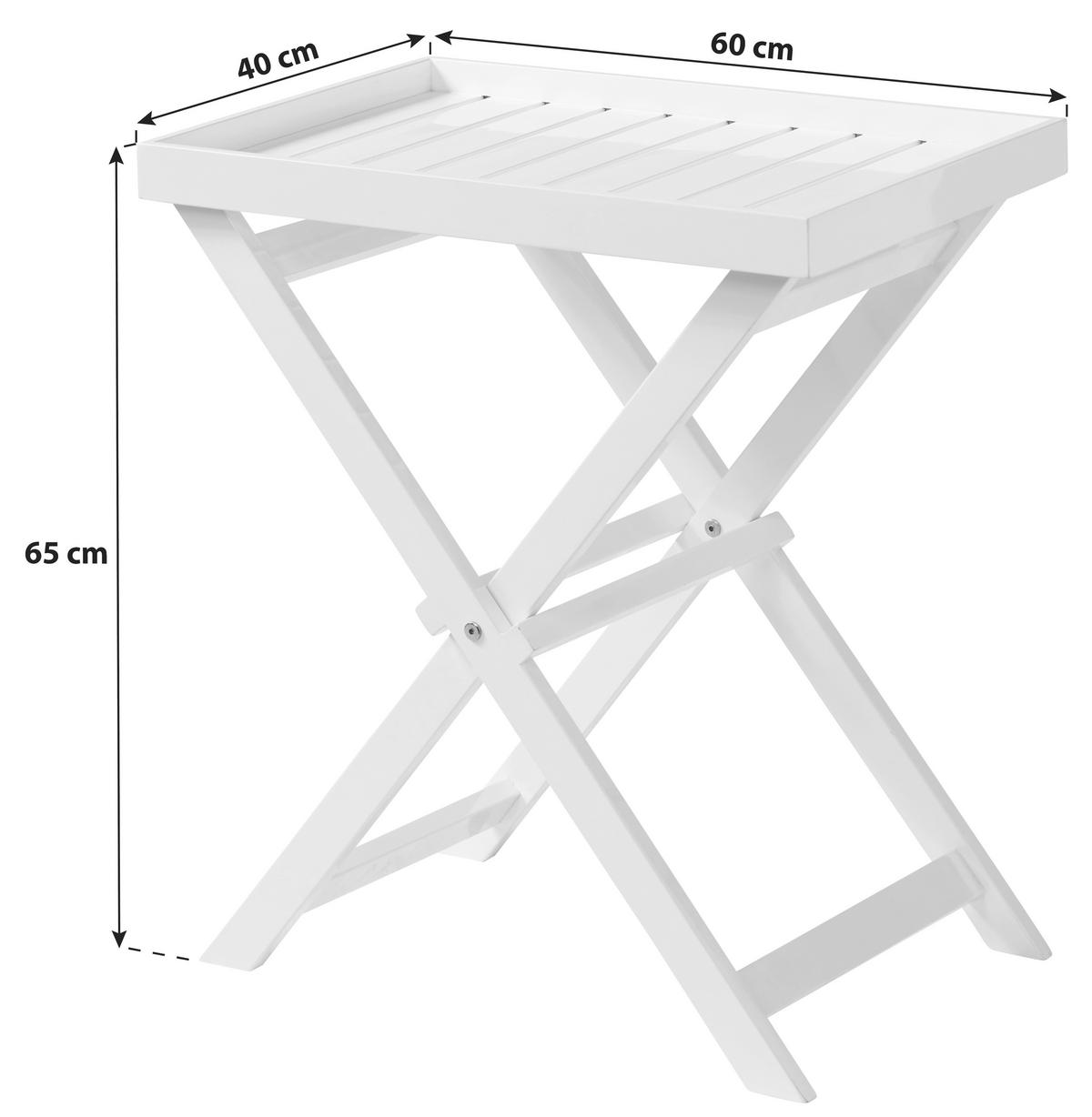 Tabletttisch Tray Table Weiß Hochglanz - Weiß Hochglanz, KONVENTIONELL, Holz (60/40/65cm) - MID.YOU
