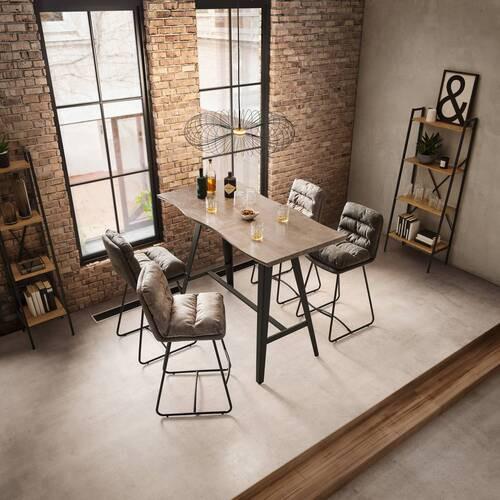 Barhocker Kona Grau Webstoff Gepolstert - Schwarz/Grau, MODERN, Holz/Textil (44/103/59cm) - Bessagi Home