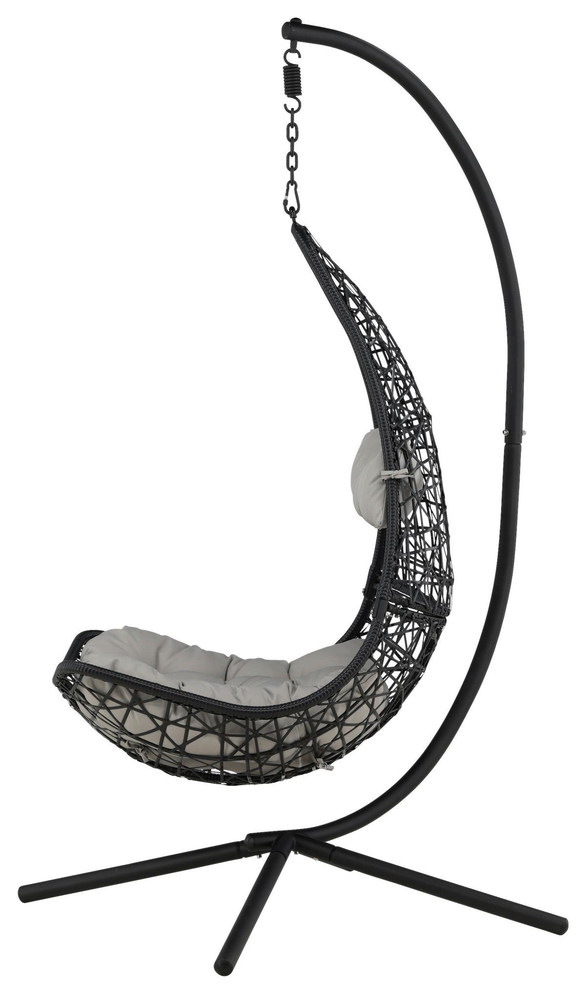 Hängestuhl Edinburgh ca. 132x205 cm Grau/Schwarz - Schwarz/Grau, KONVENTIONELL, Kunststoff (132/205/130cm) - Gardenson