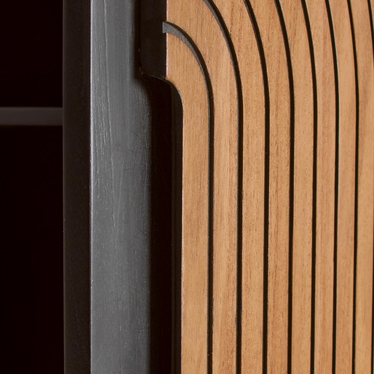 Highboard Koda Rundbogen Akazie Echtholzfurnier - Schwarz/Braun, MODERN, Holz/Holzwerkstoff (90/180/42cm) - Mömax