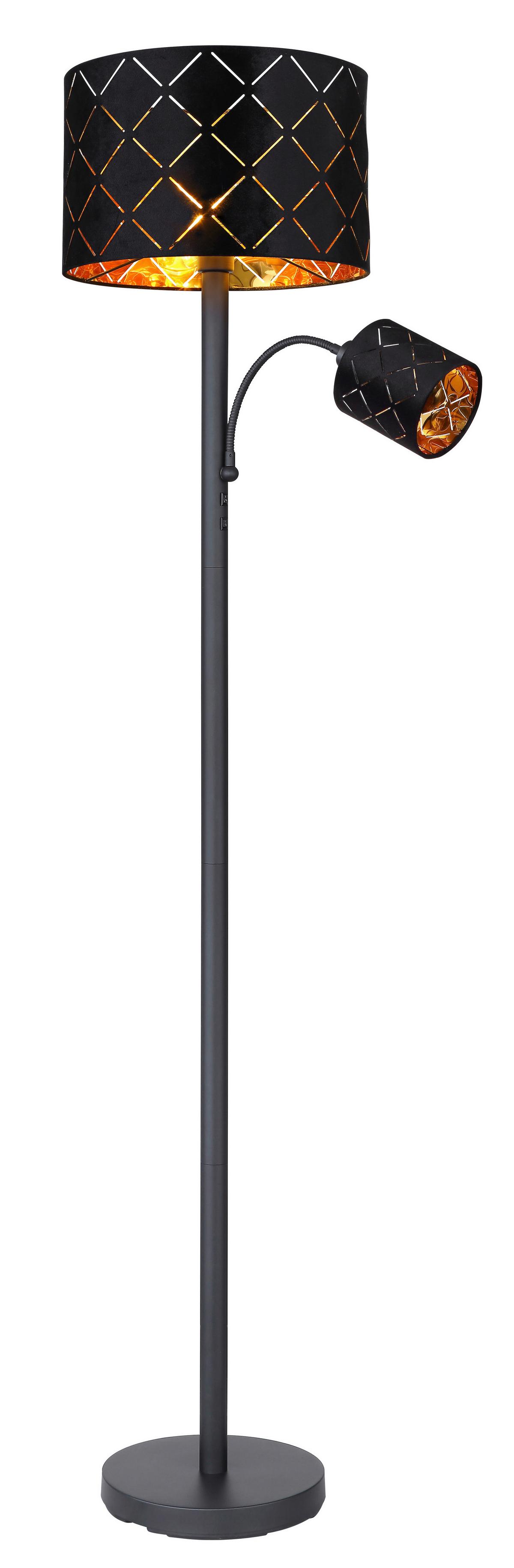 STEHLEUCHTE 15334S4 - Schwarz, Basics, Textil/Metall (35/162cm) - Globo