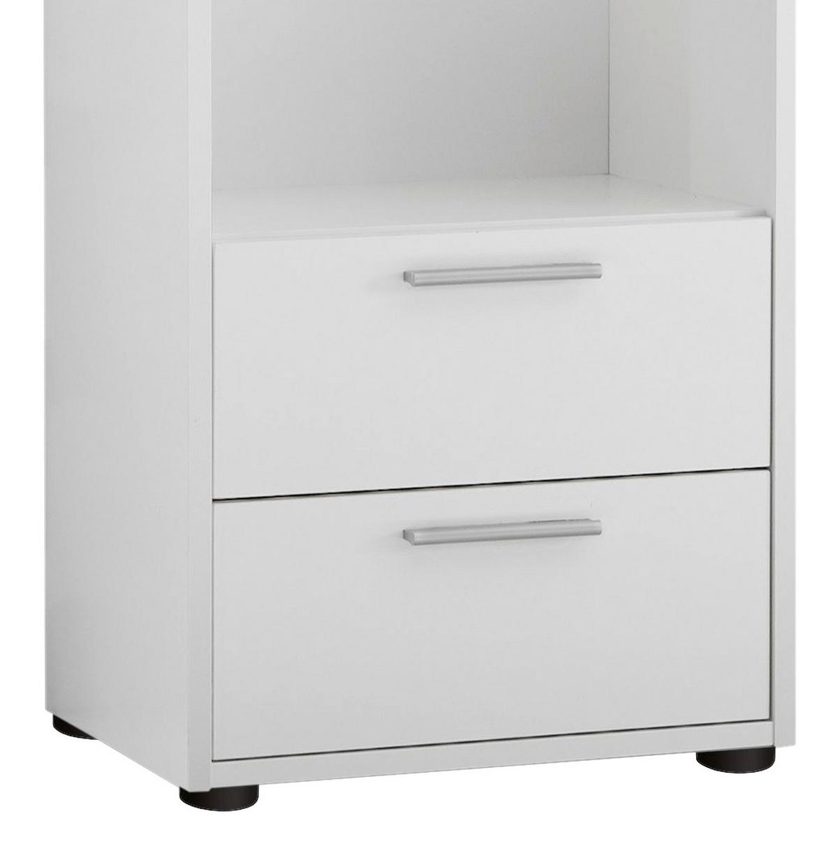 Stoječ Regal Bibo, Bela - srebrne barve/črna, Konvencionalno, umetna masa/leseni material (48/191/33,4cm) - MID.YOU