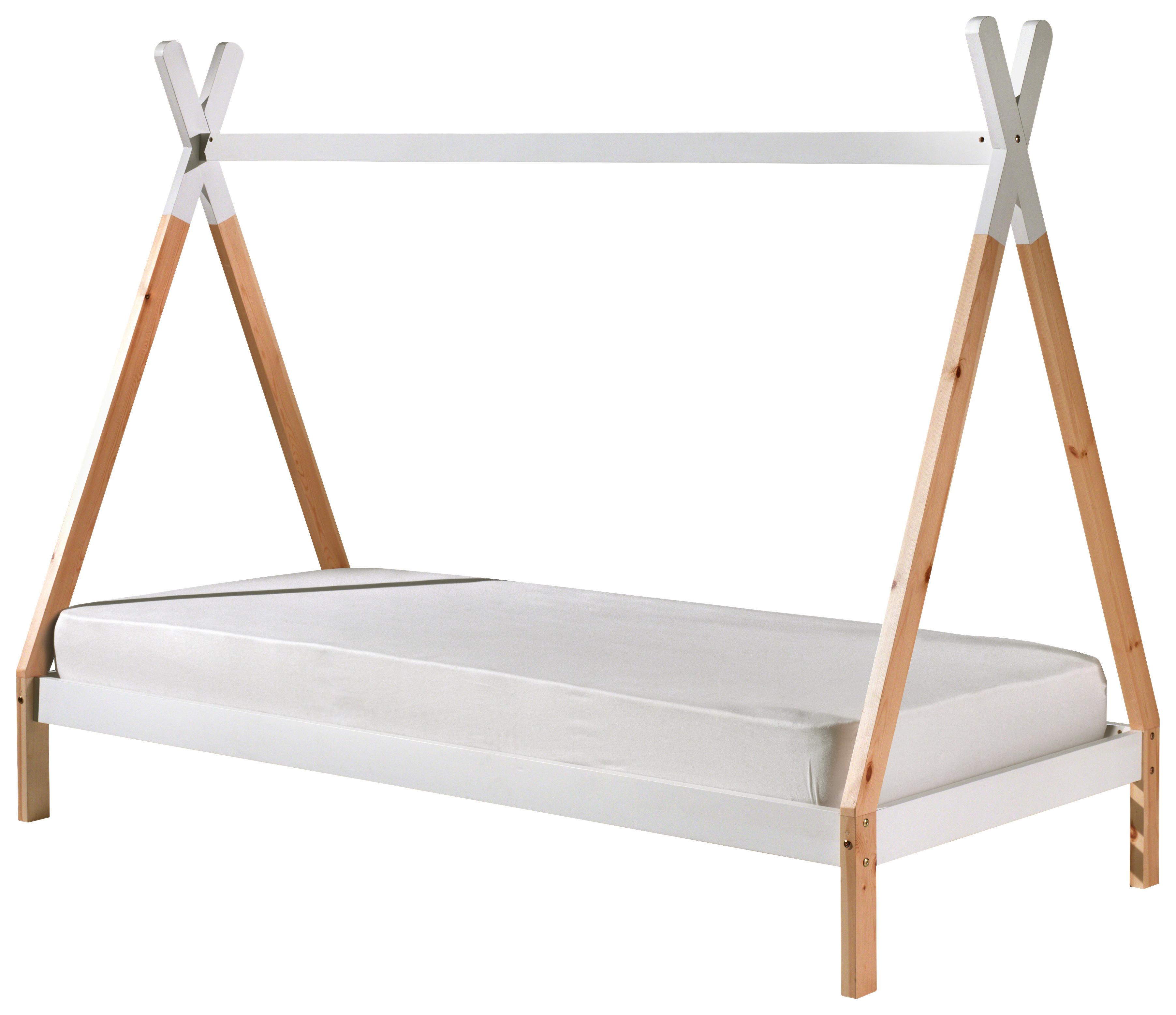 Hausbett "Tipi", weiß/kieferfarben - Weiß/Kieferfarben, MODERN, Holz (90/200cm) - MID.YOU