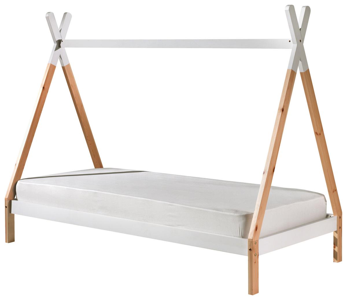 Hausbett "Tipi", weiß/kieferfarben - Weiß/Kieferfarben, MODERN, Holz (90/200cm) - MID.YOU