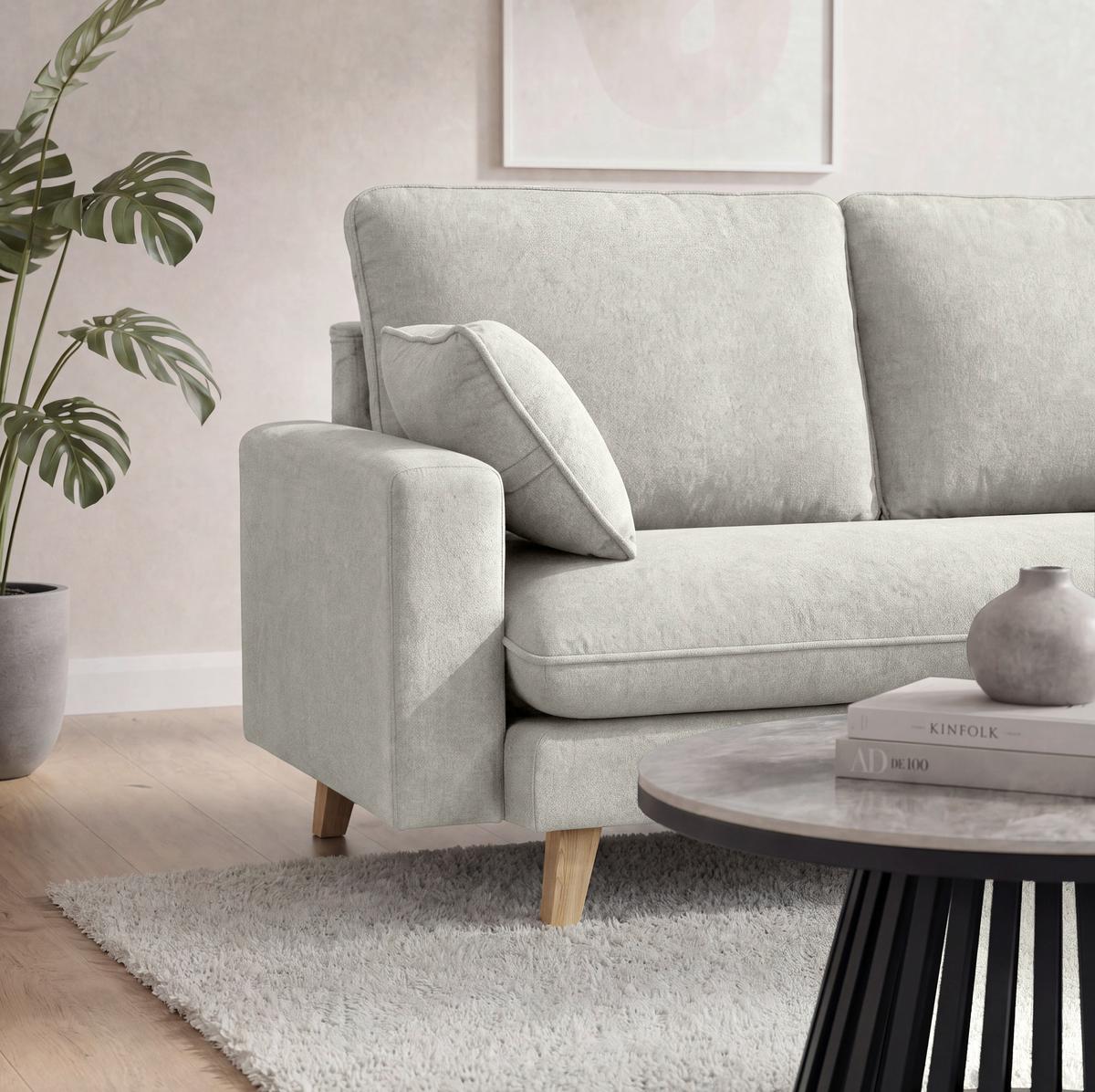 Kanapé Ülőkével Illa - világosszürke, Modern, textil/fa (154/84/86cm) - Bessagi Home