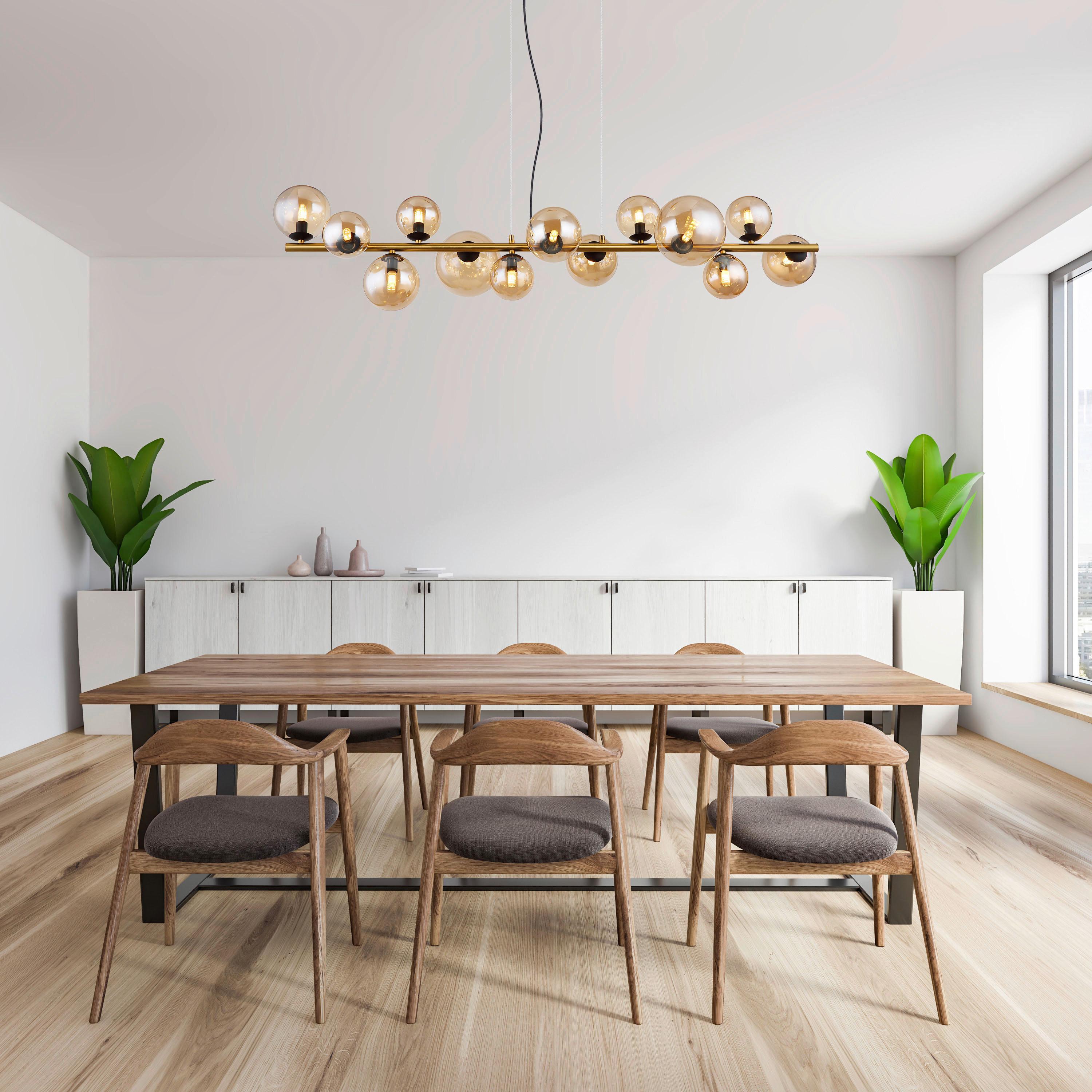 LED-Hängeleuchte Riha Schwarz max. 3,5 Watt - Transparent/Messingfarben, Design, Glas/Kunststoff (120/34,5/120cm) - Globo