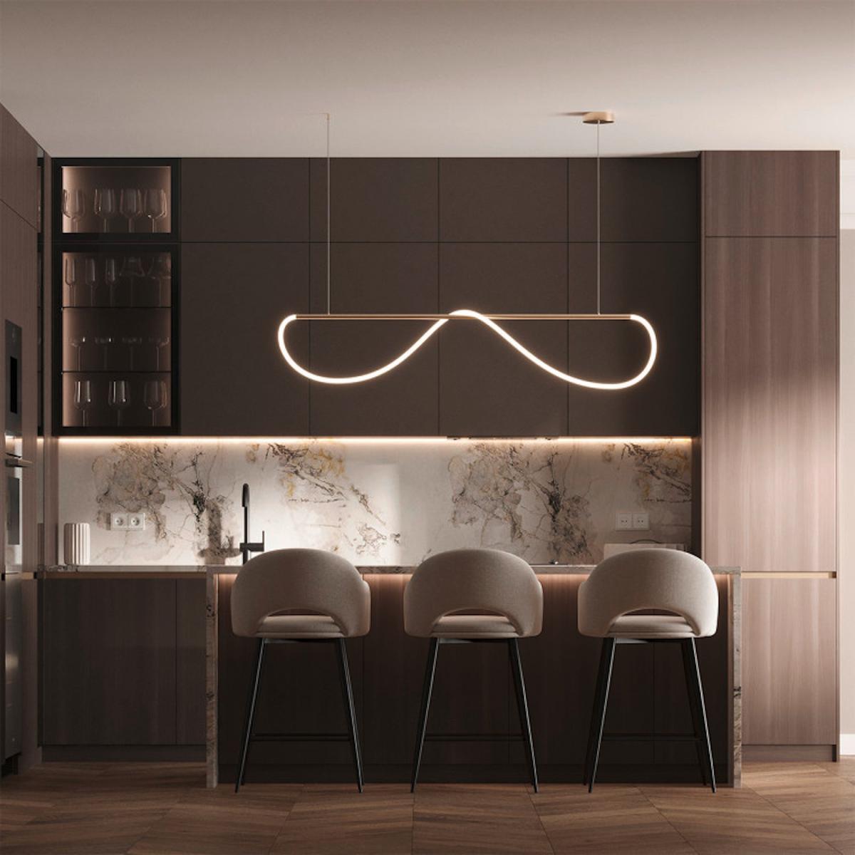 Led-hängeleuchte Lp-2345/1p M Gd Meleca M Gold - Goldfarben, Design, Metall (160/15/130cm)