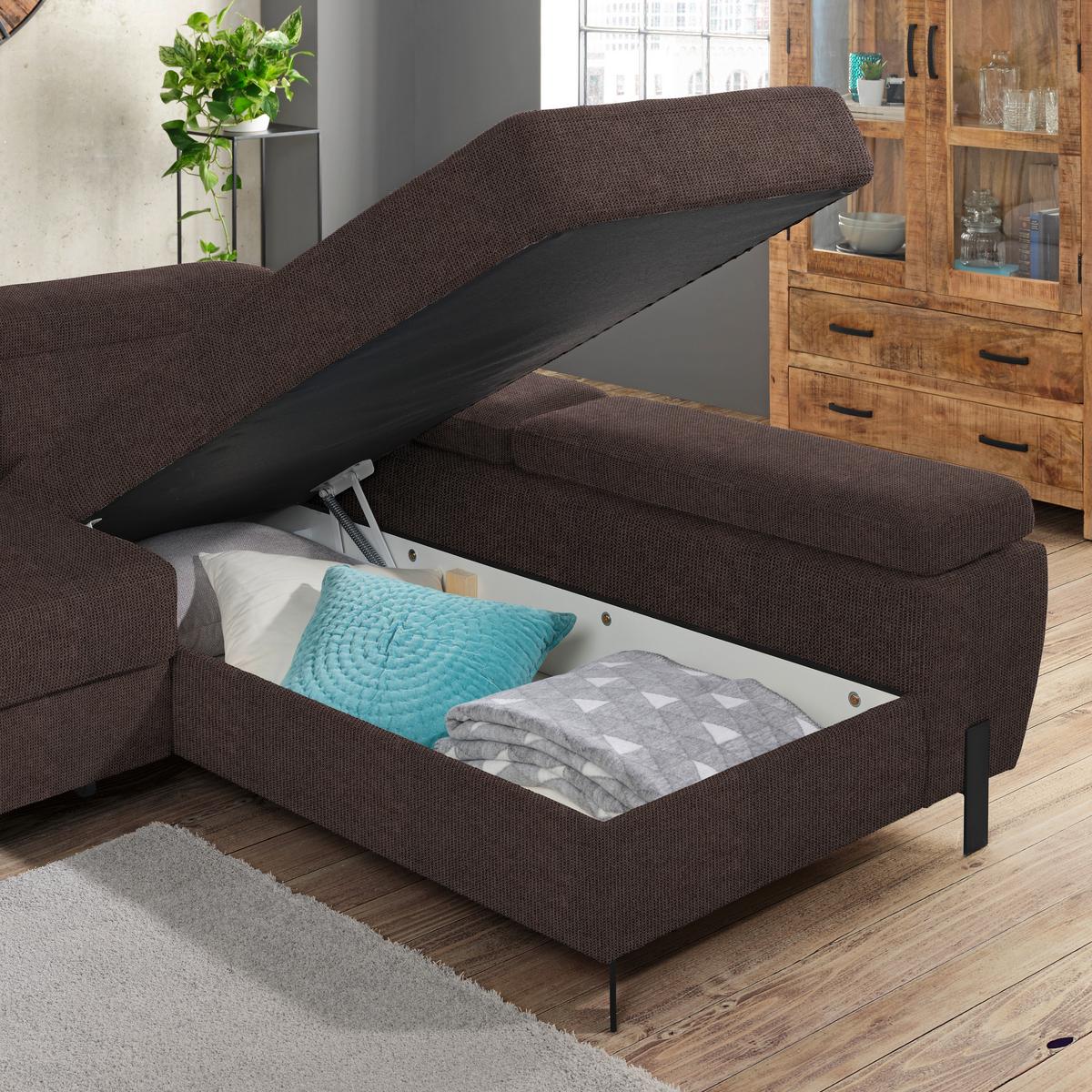 Kutna Garnitura Molina Mini - smeđa/crna, Moderno, drvni materijal/drvo (277/189cm) - Mömax