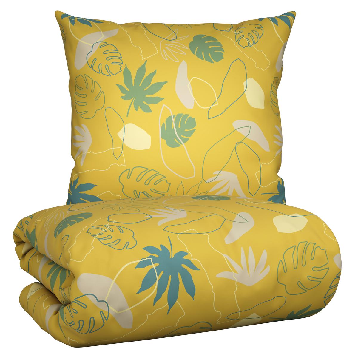 Bettwäsche Karin in Gelb/Blau ca. 135x200cm - Blau/Gelb, KONVENTIONELL, Textil (135/200cm) - Premium Living